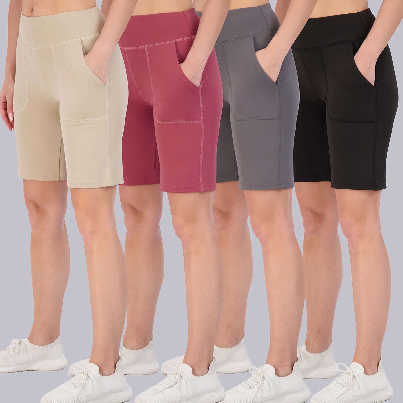4 Pack: Women's 9" Bermuda Shorts with Pockets