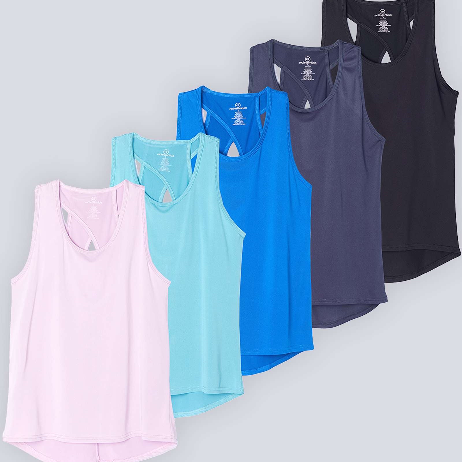 5 Pack: Women's Crossback Workout Tank Top