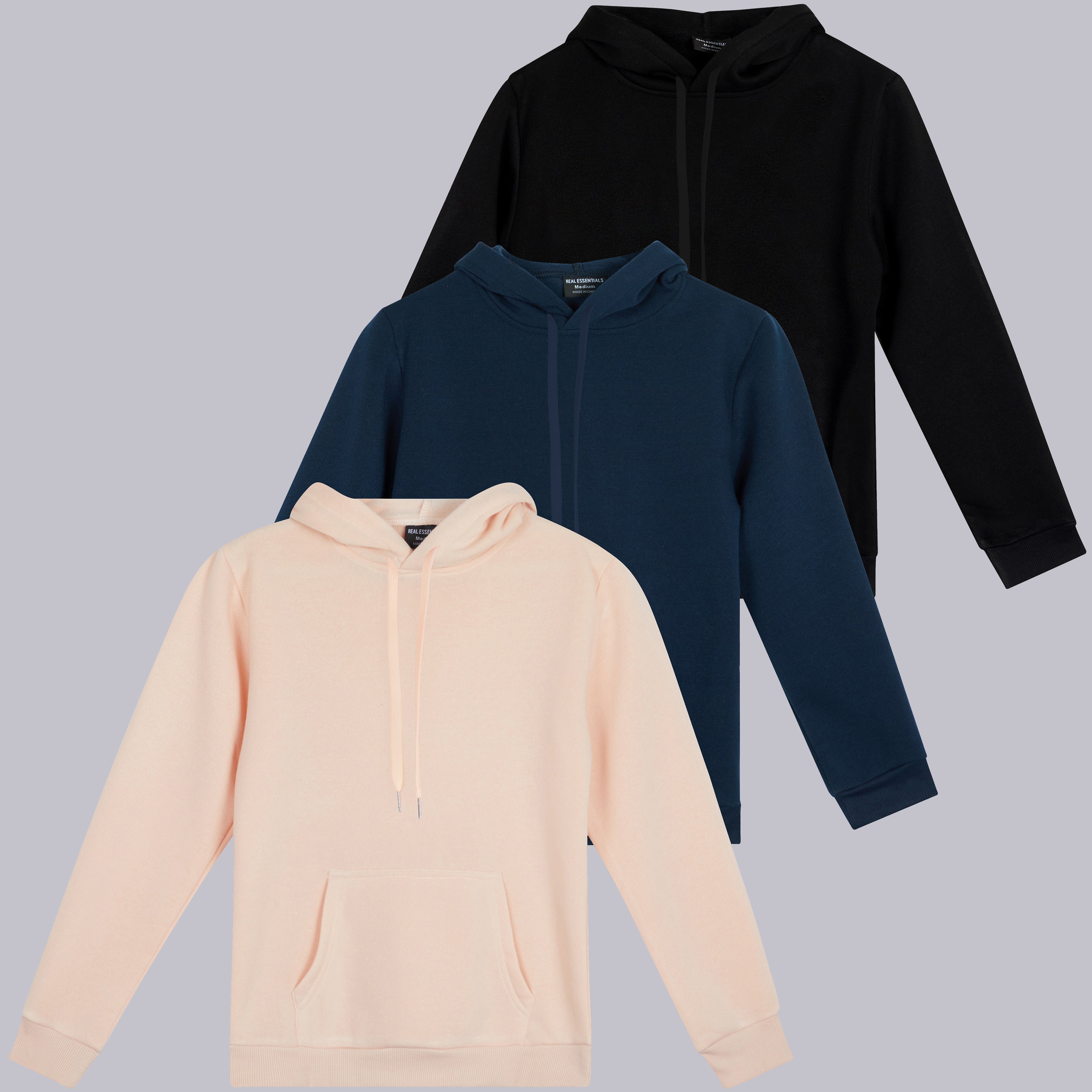 3 Pack: Womens Fleece Pullover Hoodie Sweatshirt