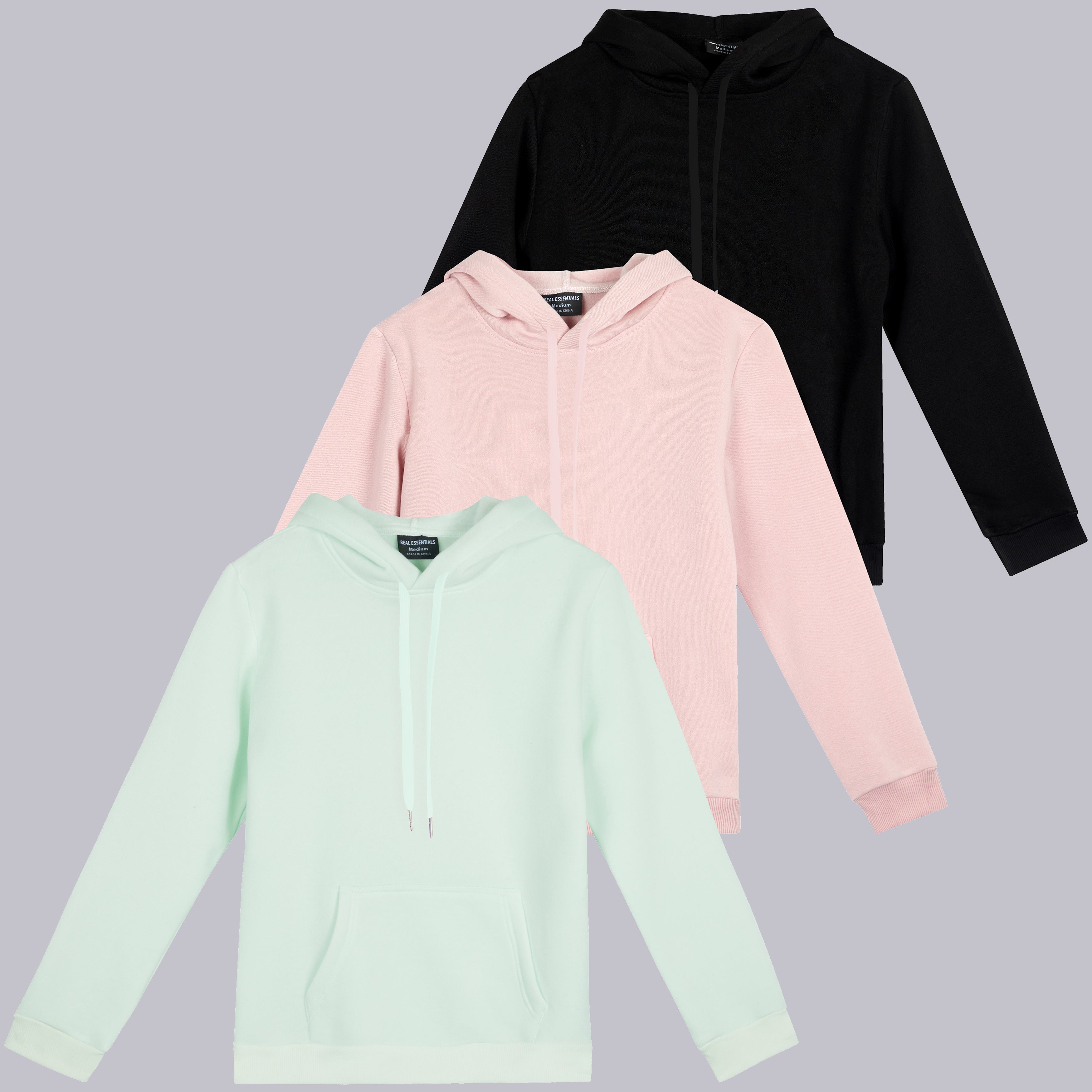 3 Pack: Womens Fleece Pullover Hoodie Sweatshirt