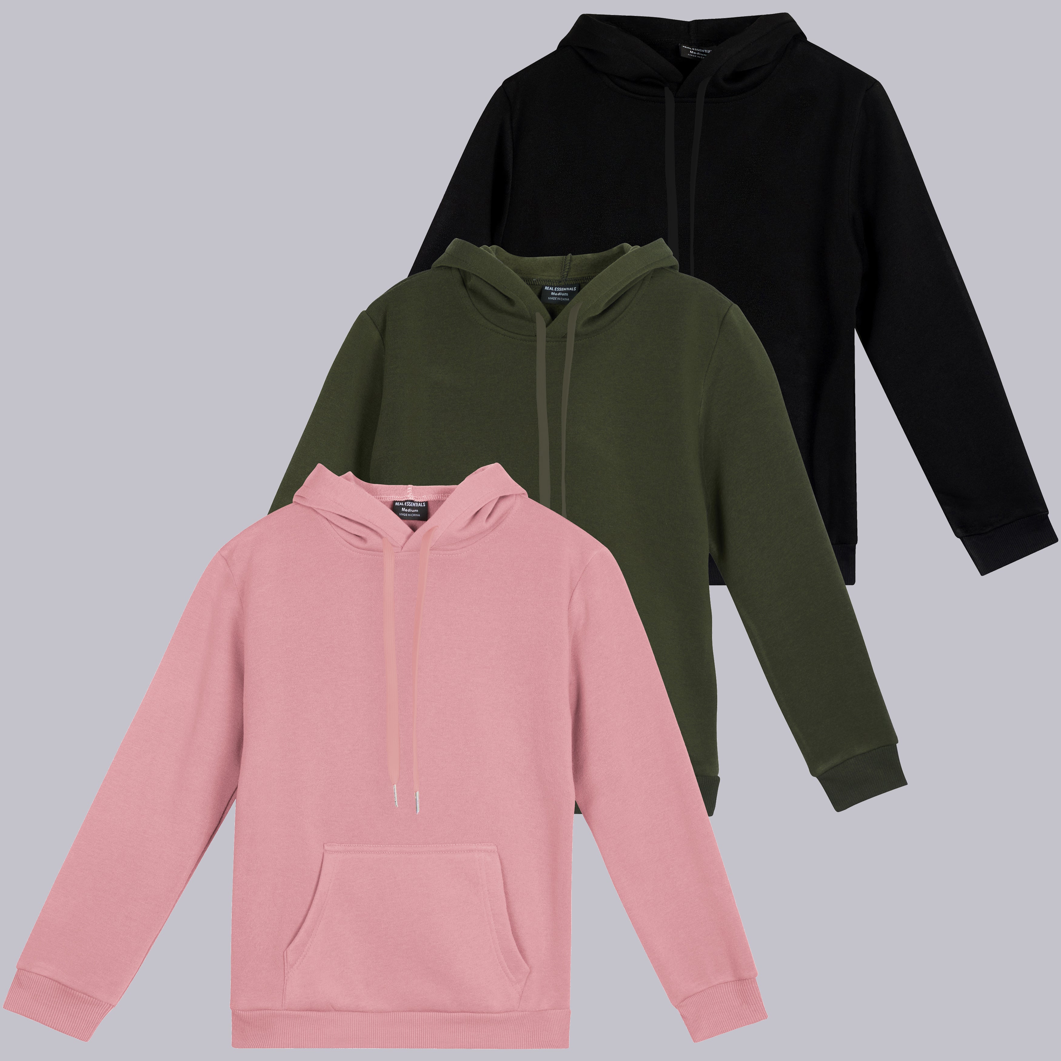 3 Pack: Womens Fleece Pullover Hoodie Sweatshirt