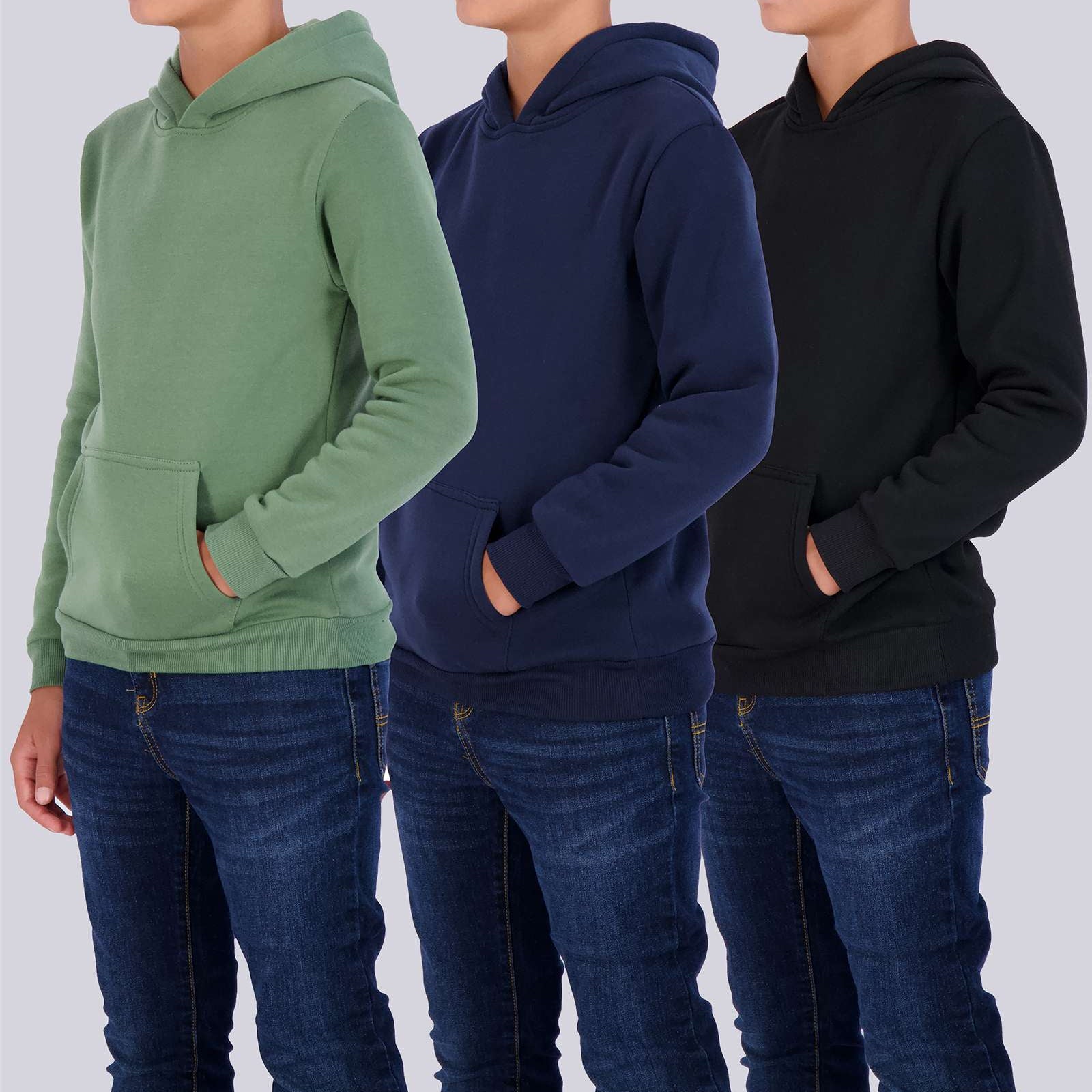 3 Pack: Boys Fleece Pullover Hoodie Sweatshirt