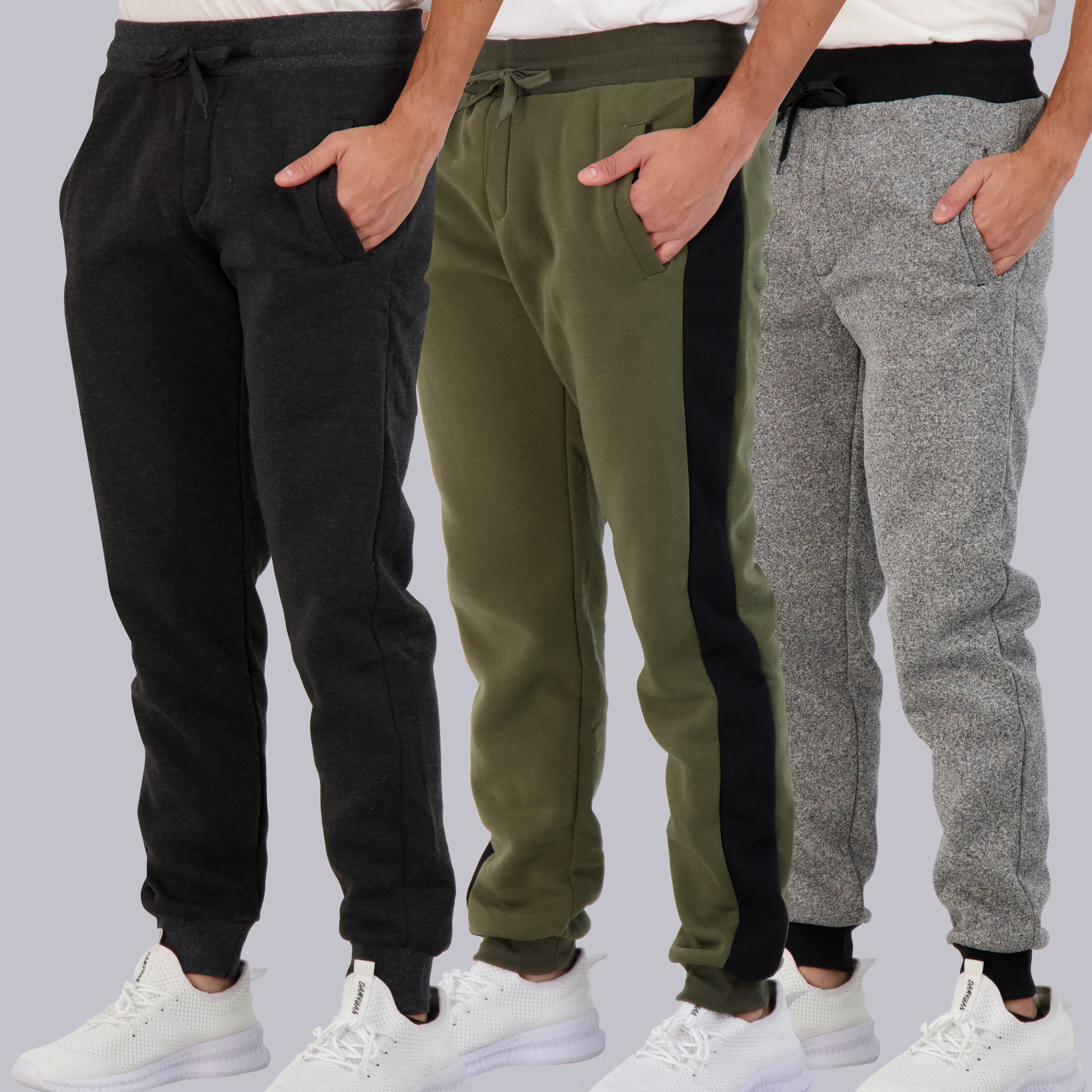 3 Pack: Mens Fleece Jogger Sweatpants