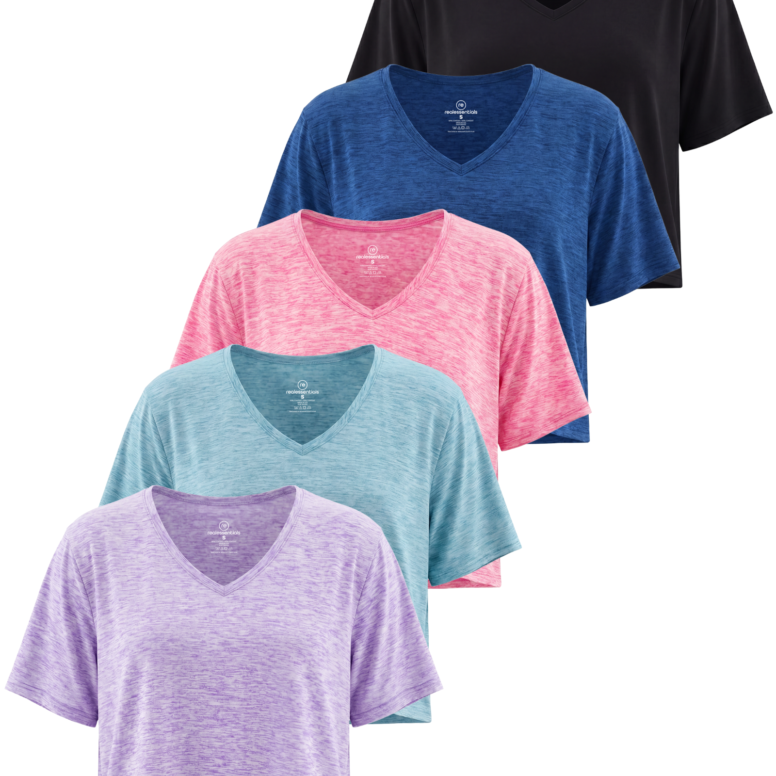 5 Pack: Women's Dry-Fit Short Sleeve V-Neck Crop Top