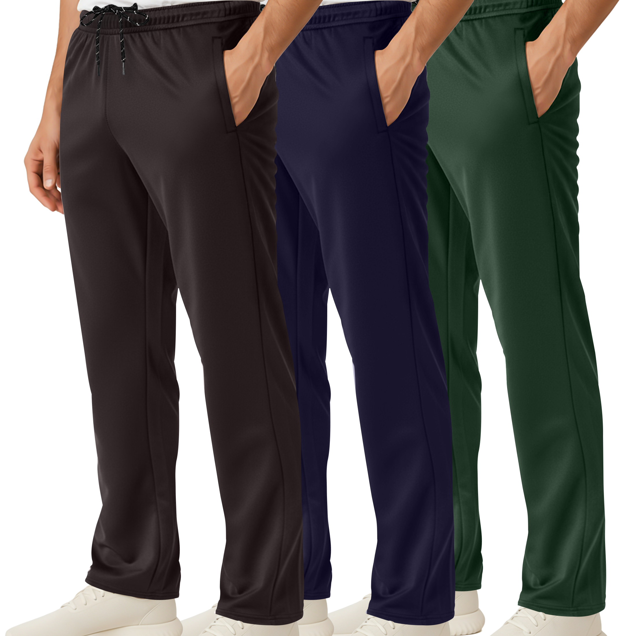 3 Pack: Mens Mesh Active Open Bottom Sweatpants