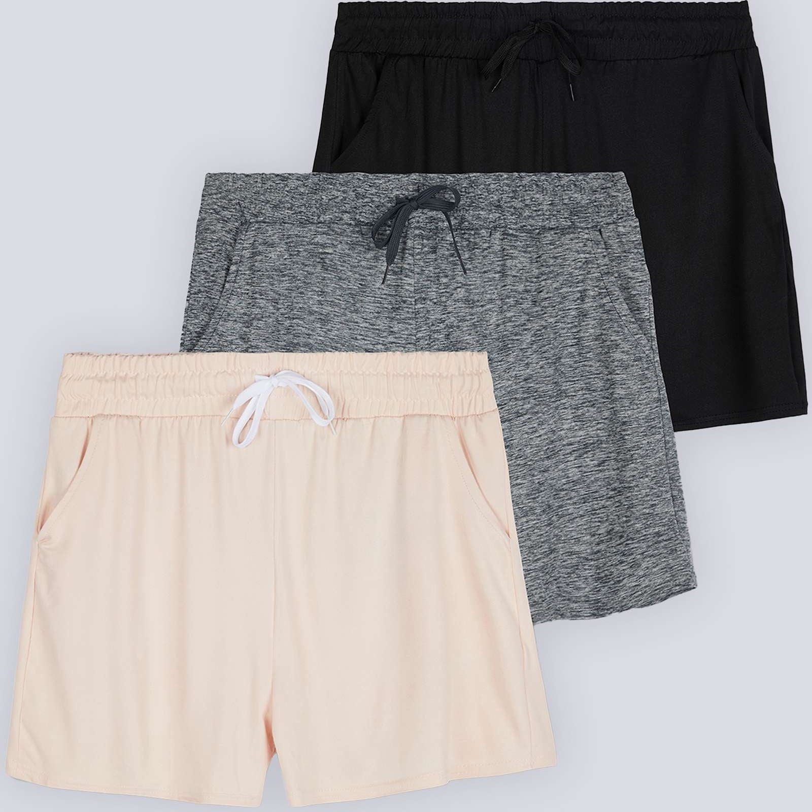 3 Pack: Girls' Lounge Comfy Shorts with Drawstring