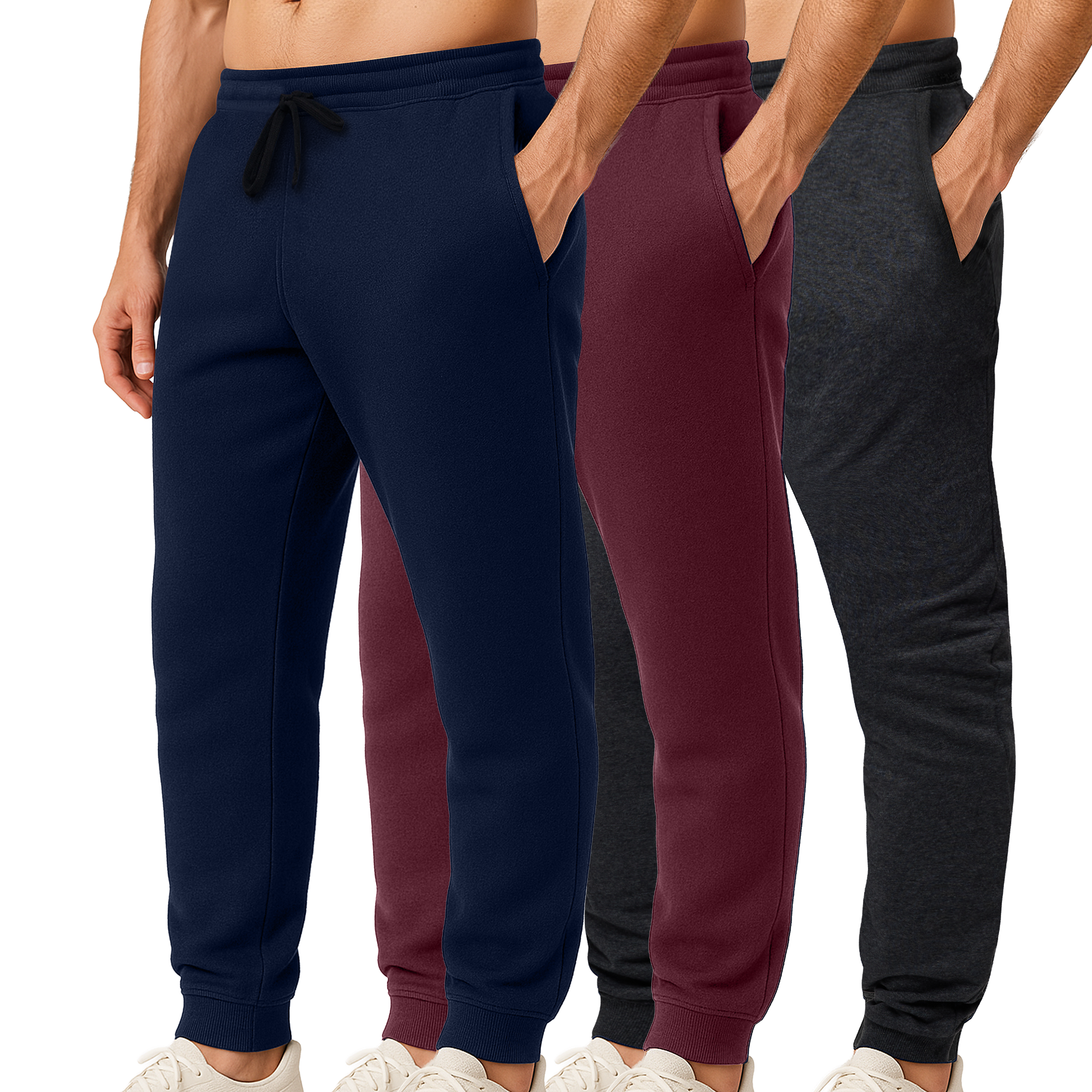 3 Pack: Mens Fleece Jogger Sweatpants