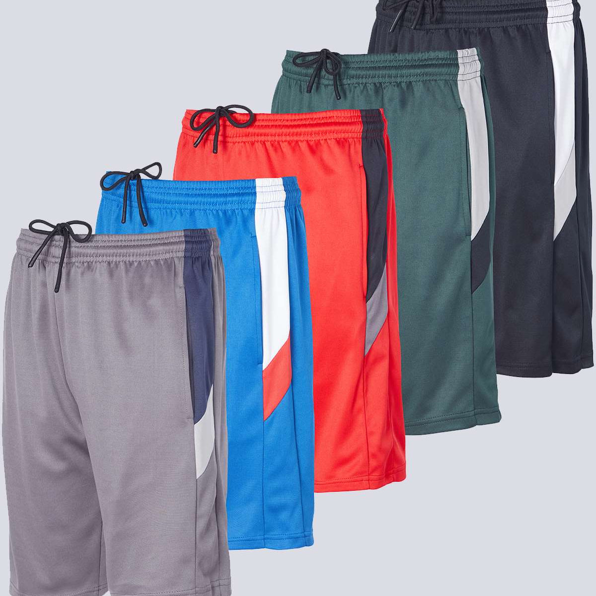 5 Pack: Boys' Athletic Basketball Shorts