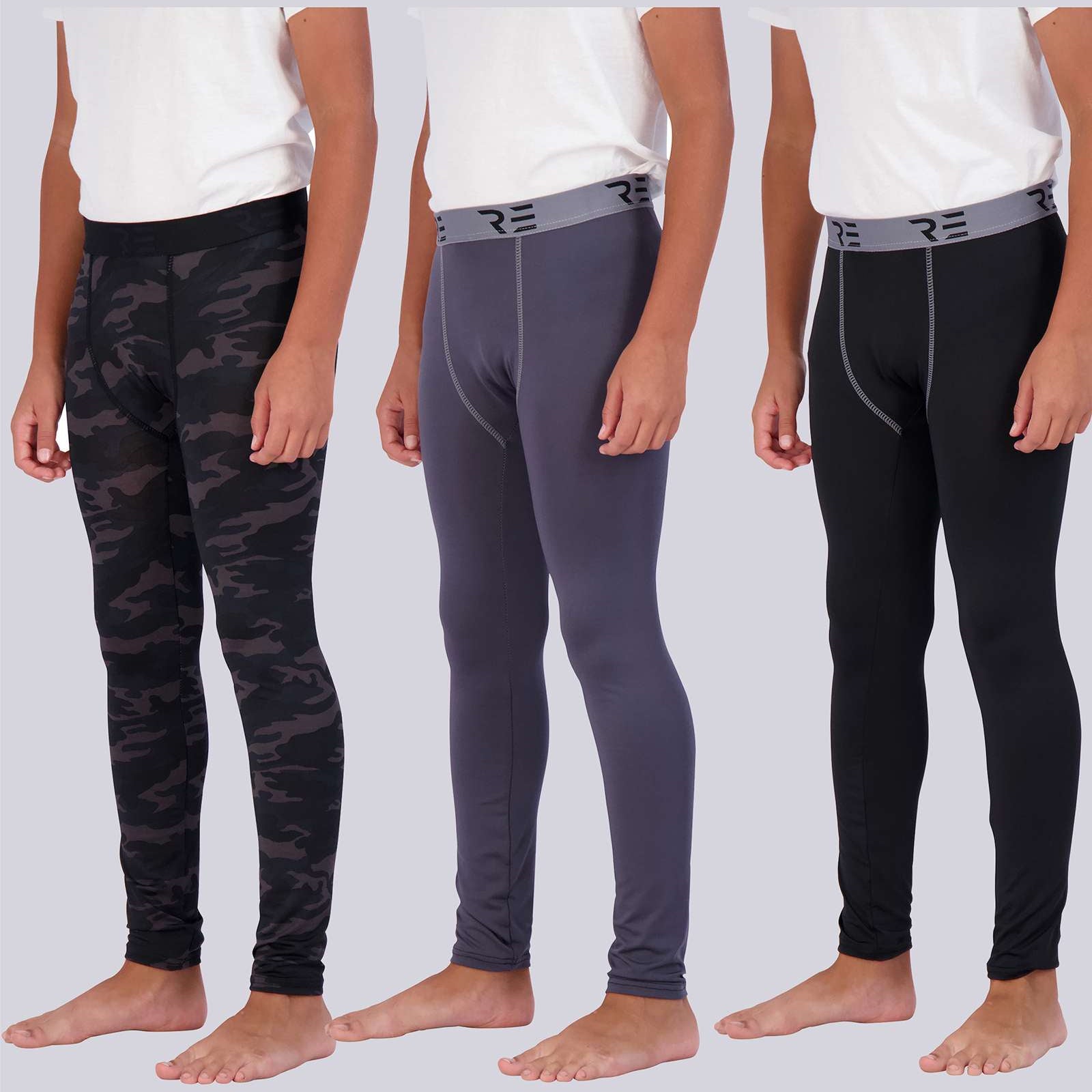 3 Pack: Boys Compression Pants Base Layer