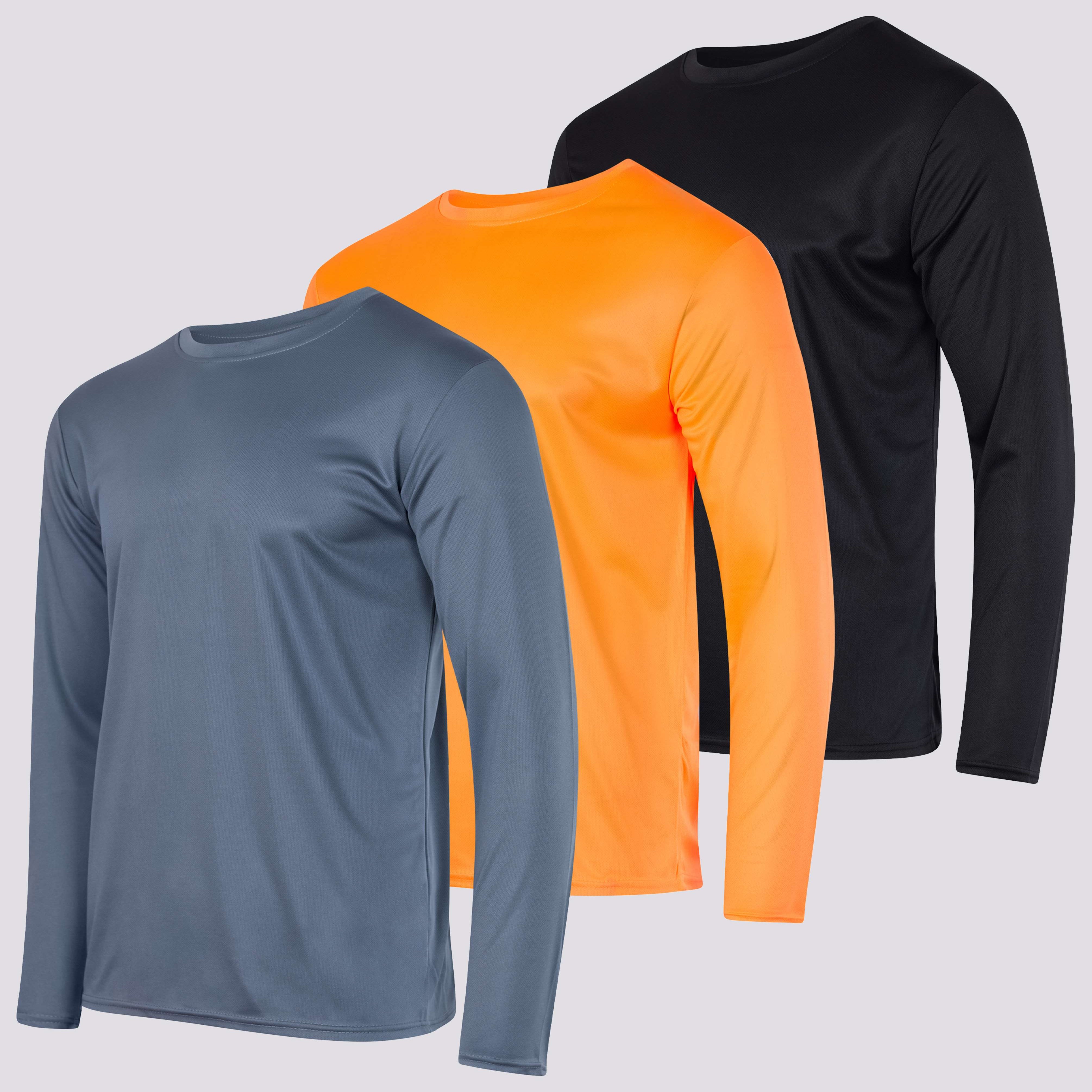 3 Pack: Mens Mesh Long Sleeve Active T-Shirt