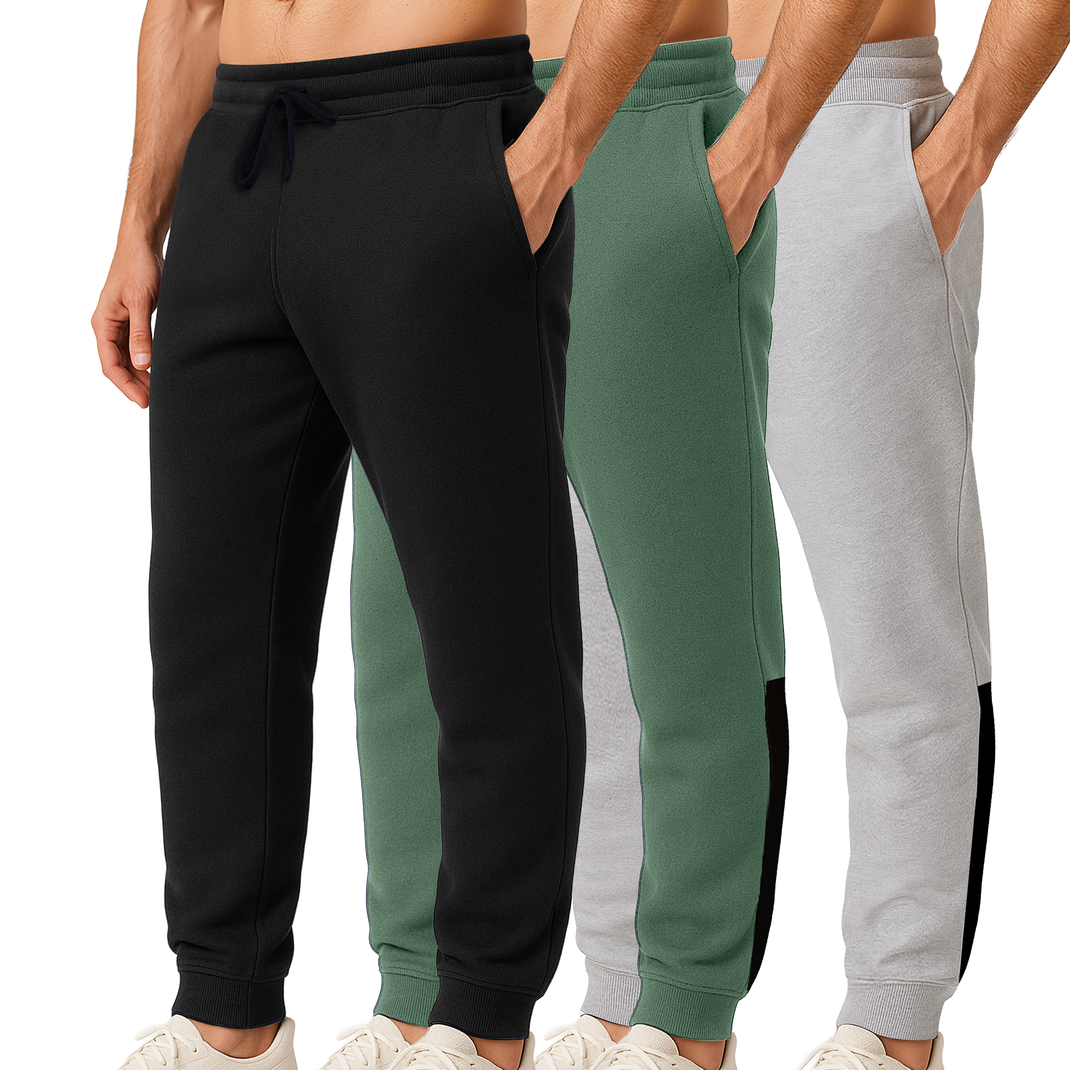 3 Pack: Mens Fleece Jogger Sweatpants