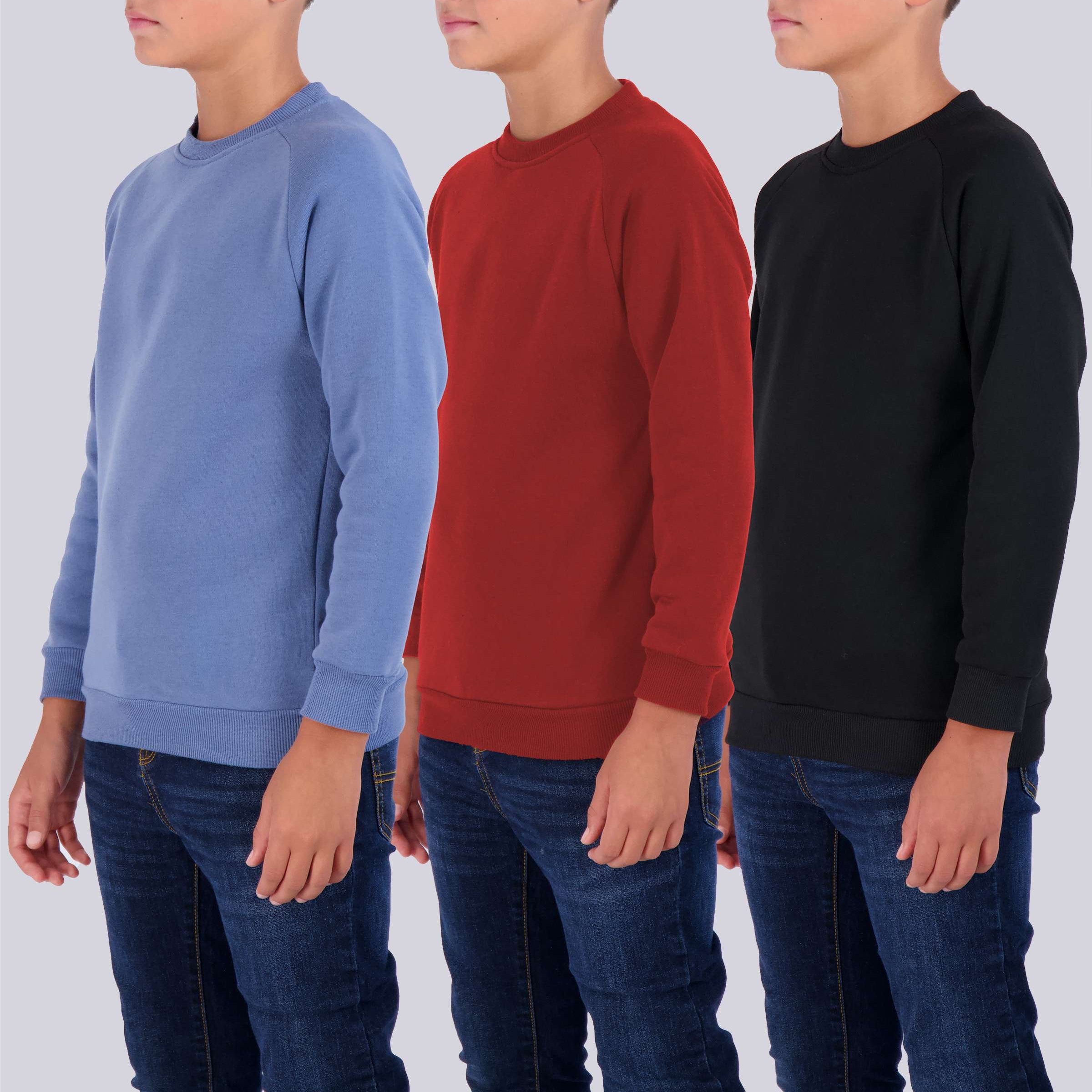 3 Pack: Boys Fleece Crew-Neck Pullover Sweatshirt
