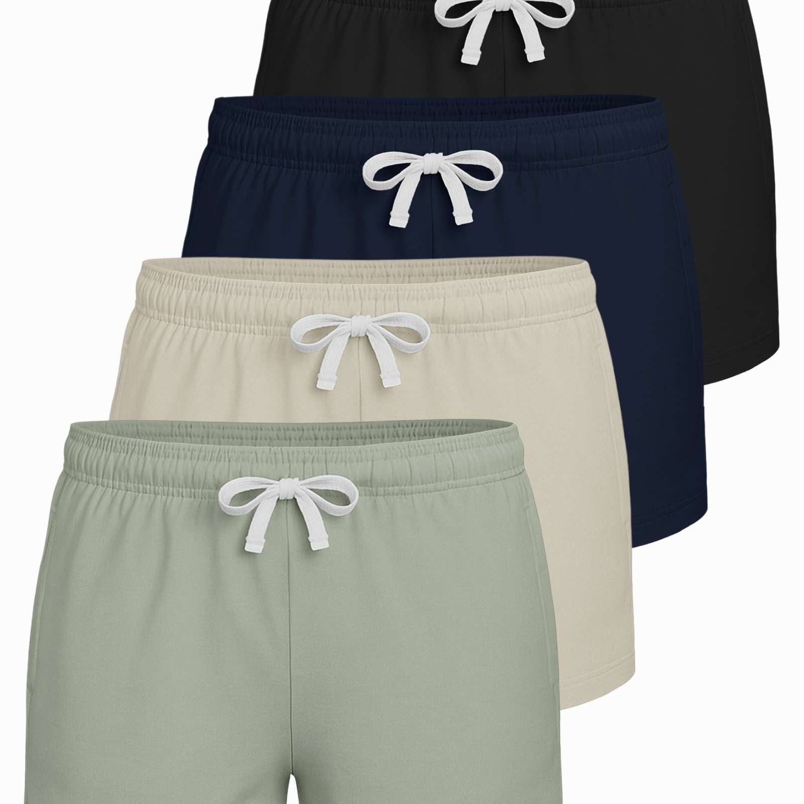 Real Essentials 4 Pack: Girls French Terry Lounge Shorts – Ultra Soft Pull-On Gym, Camp, Sports & Everyday Shorts