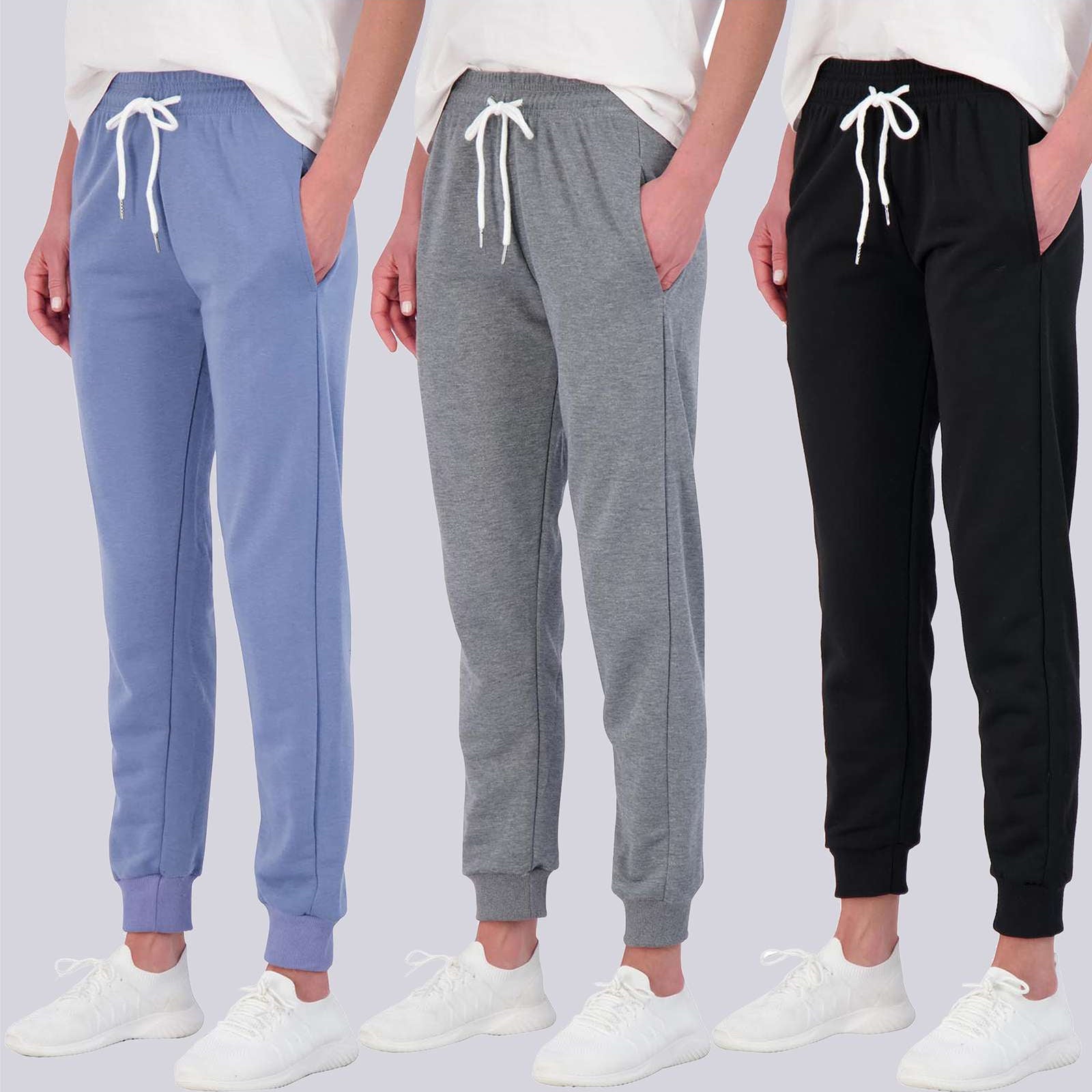 3 Pack: Womens French Terry Lounge Jogger Sweatpants