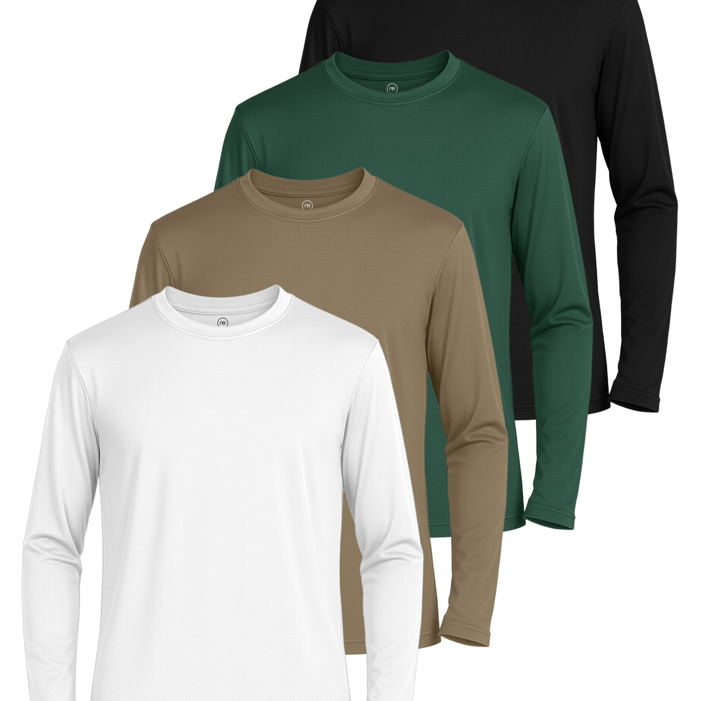 Real Essentials 4 Pack: Boys' Mesh Long Sleeve Athletic T-Shirt - Kids Teens Youth Active Tees Running Tops (Ages 4-18)