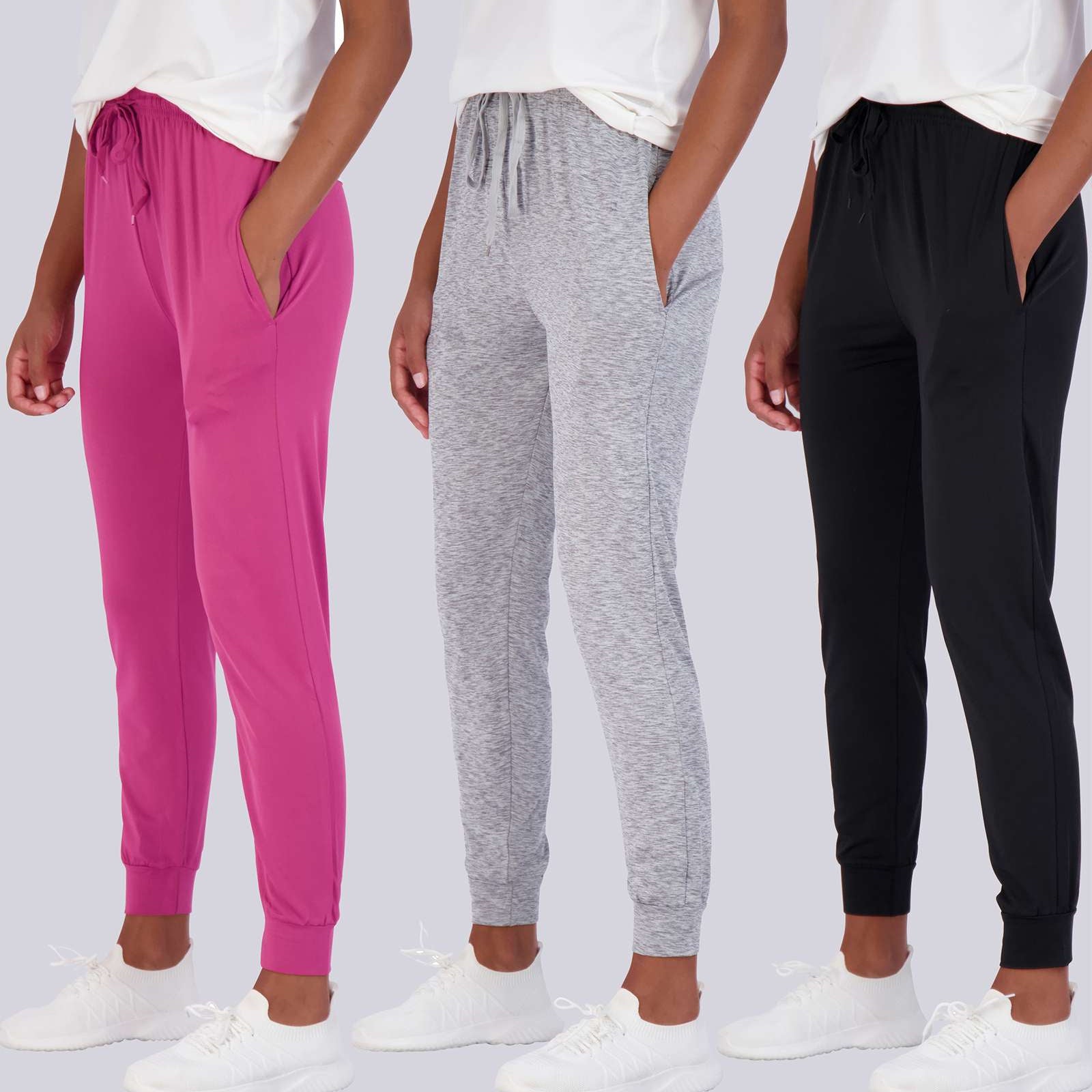 3 Pack: Womens Dry-Fit Active Joggers