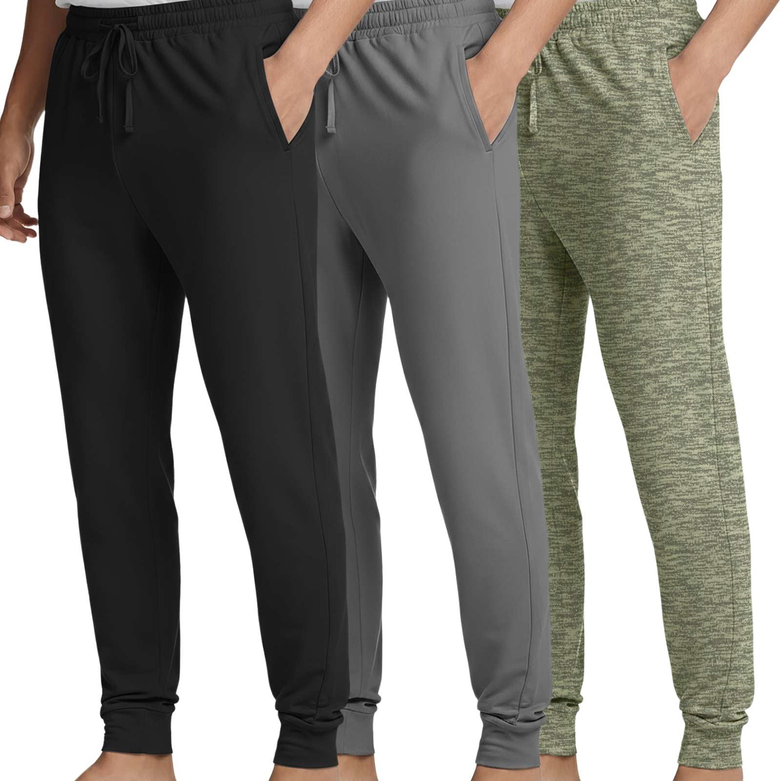 3 Pack: Men's Soft Lounge Sleep Joggers