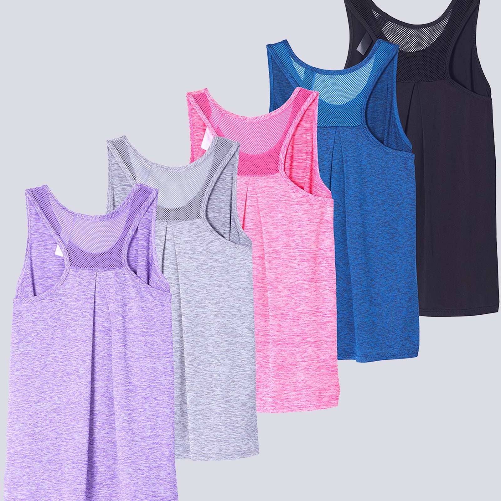 5 Pack: Women's Racerback Workout Tank Top