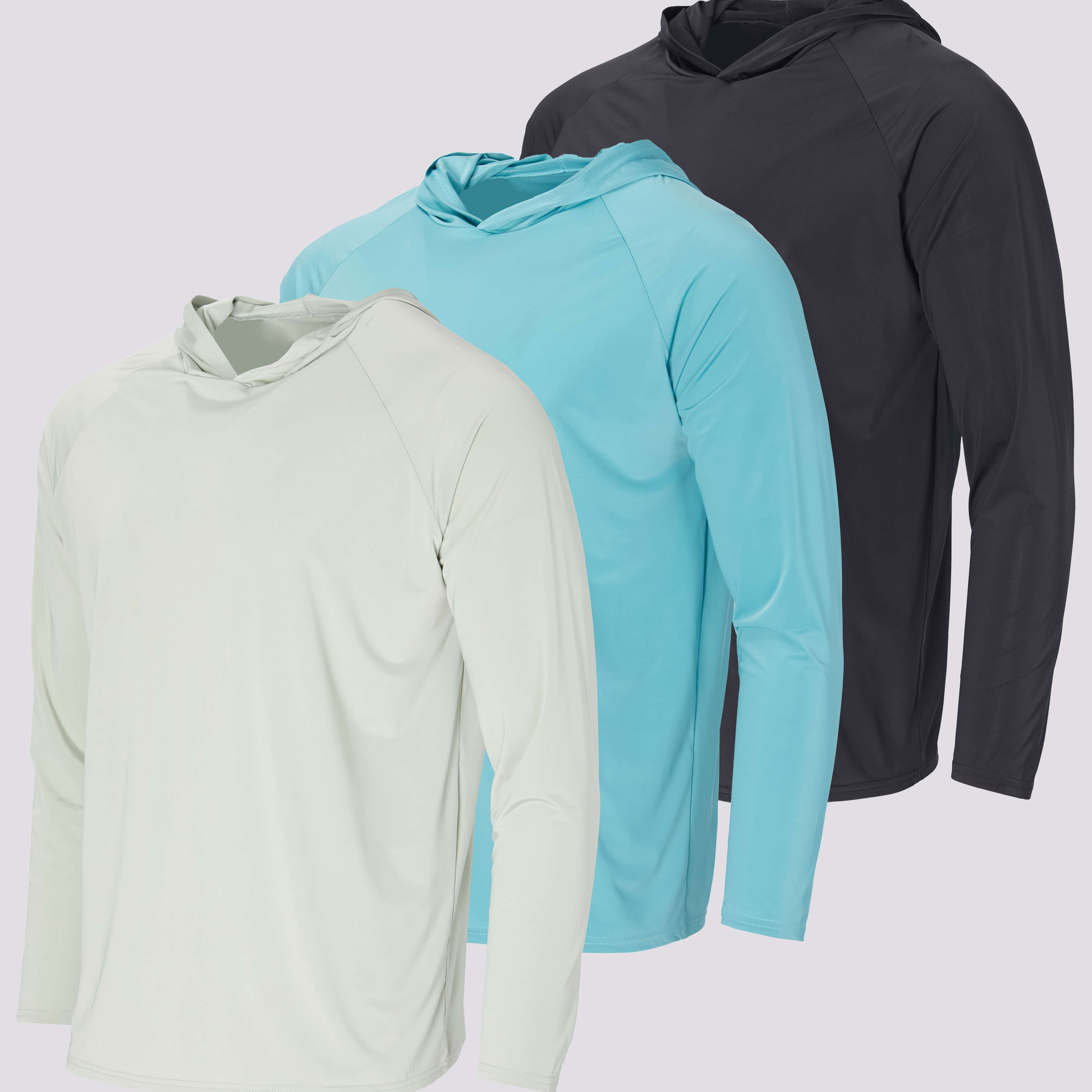 3 Pack: Men's Rash Guard Hoodie (Available In Big & Tall)