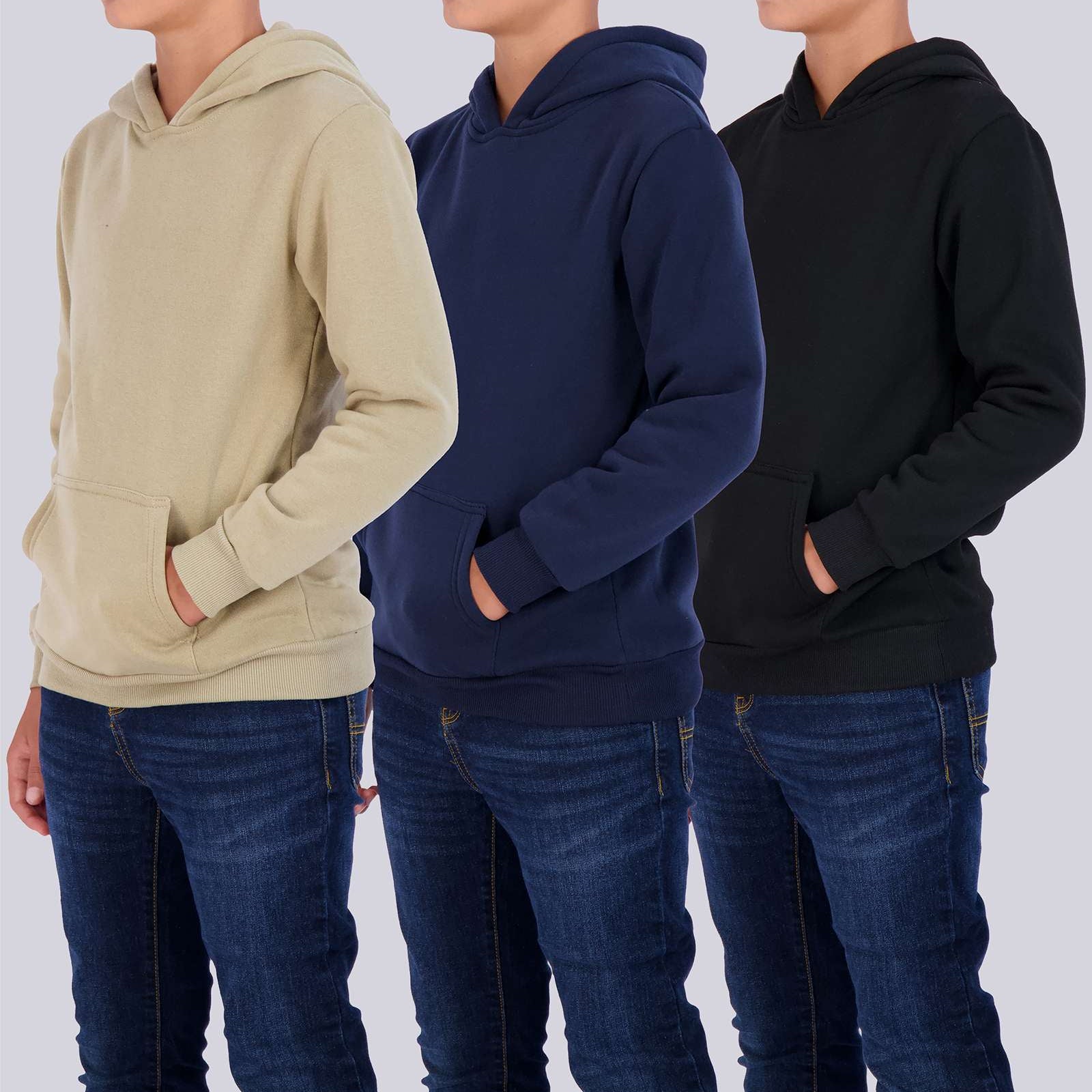 3 Pack: Boys Fleece Pullover Hoodie Sweatshirt