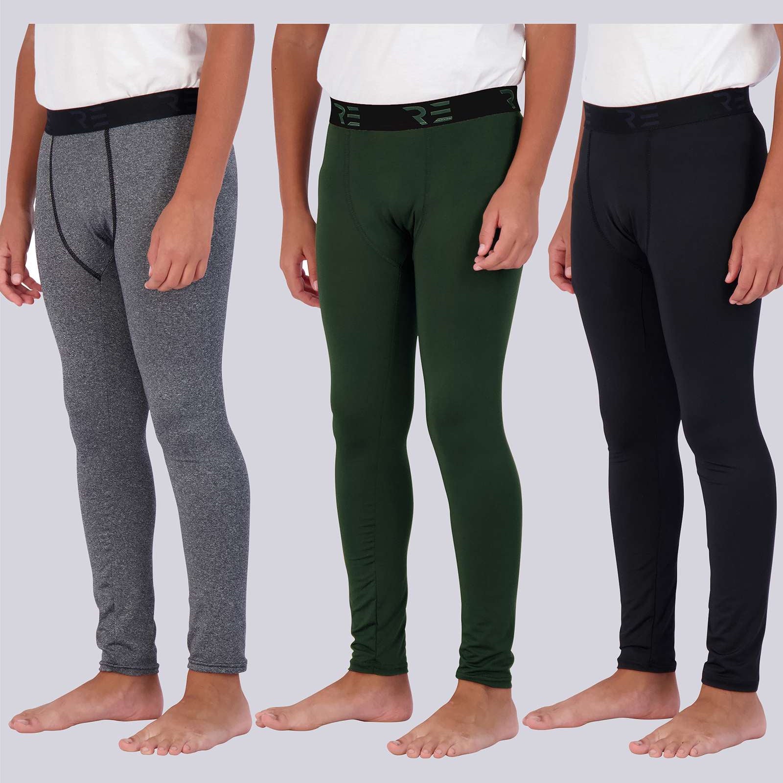 3 Pack: Boys Compression Pants Base Layer