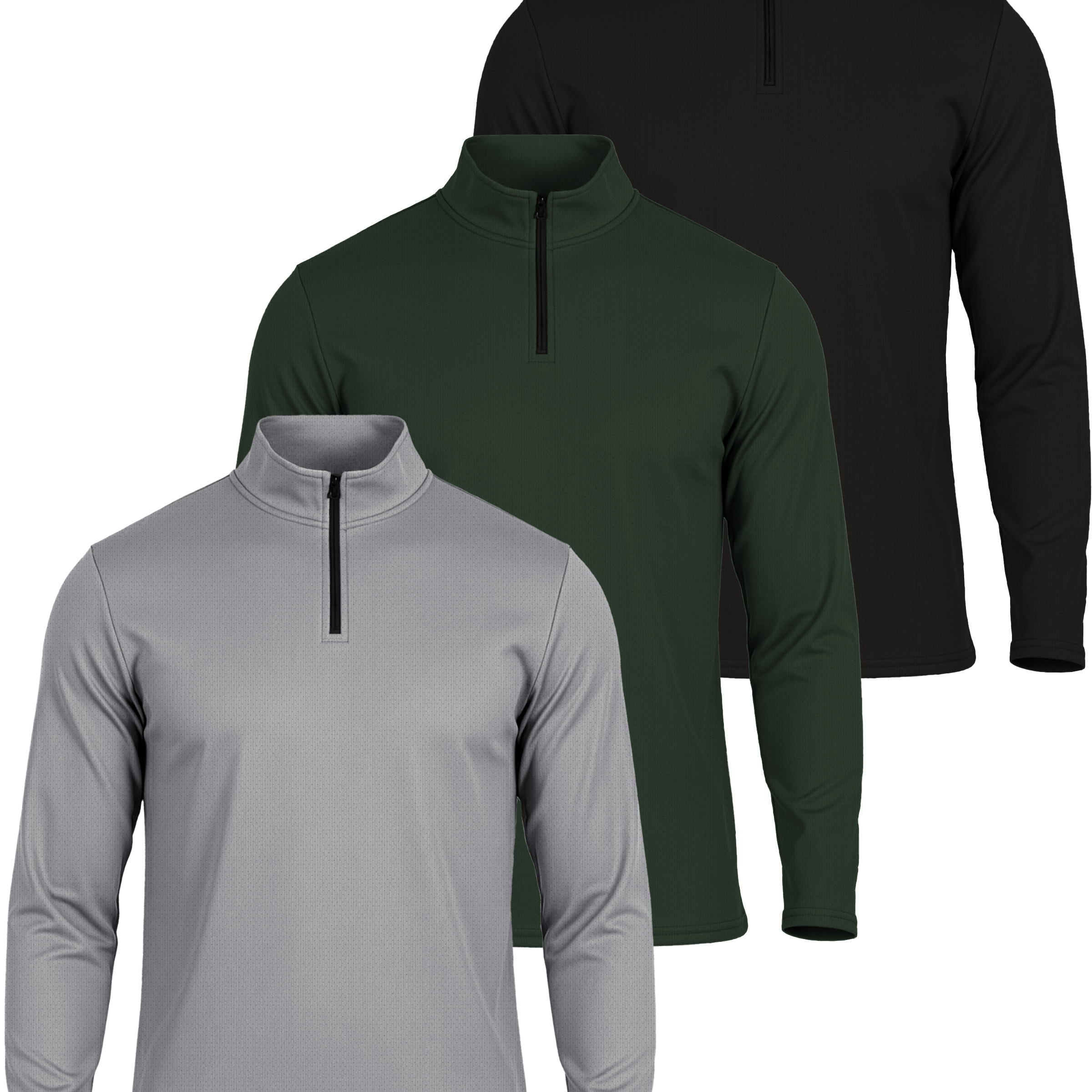 3 Pack: Mens Mesh Active Quarter Zip Pullover