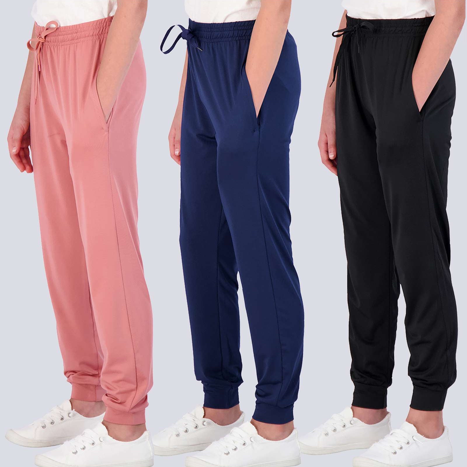 3 Pack: Girls Dry-Fit Active Jogger Sweatpants