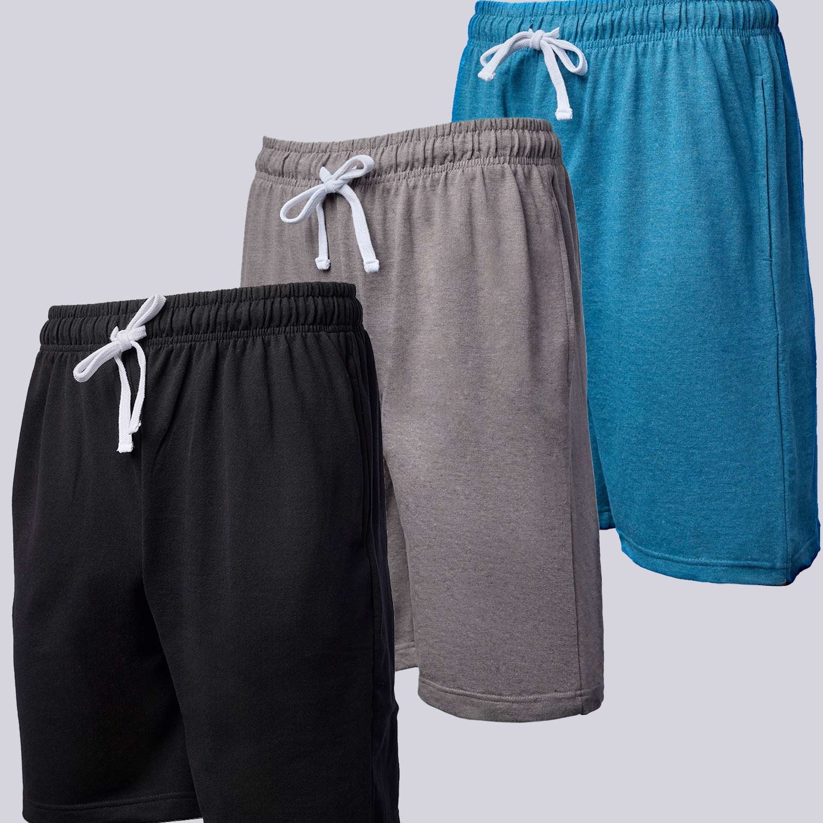 3 Pack: Mens 9" French Terry Casual Shorts