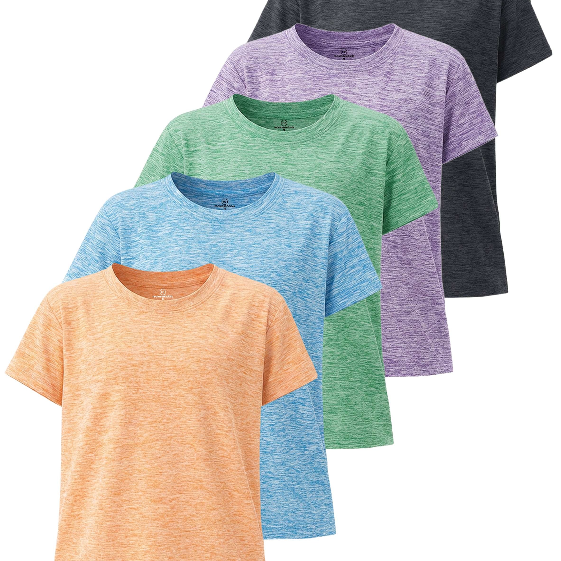 4 Pack: Girls Short Sleeve Dry-Fit Crew Neck Active T-Shirt