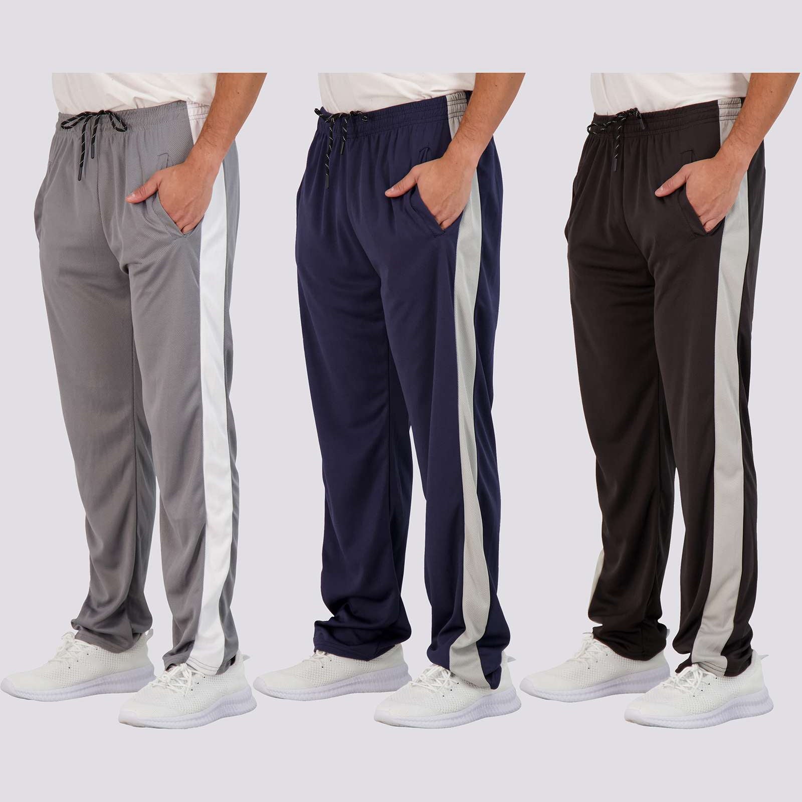 3 Pack: Mens Mesh Active Open Bottom Sweatpants