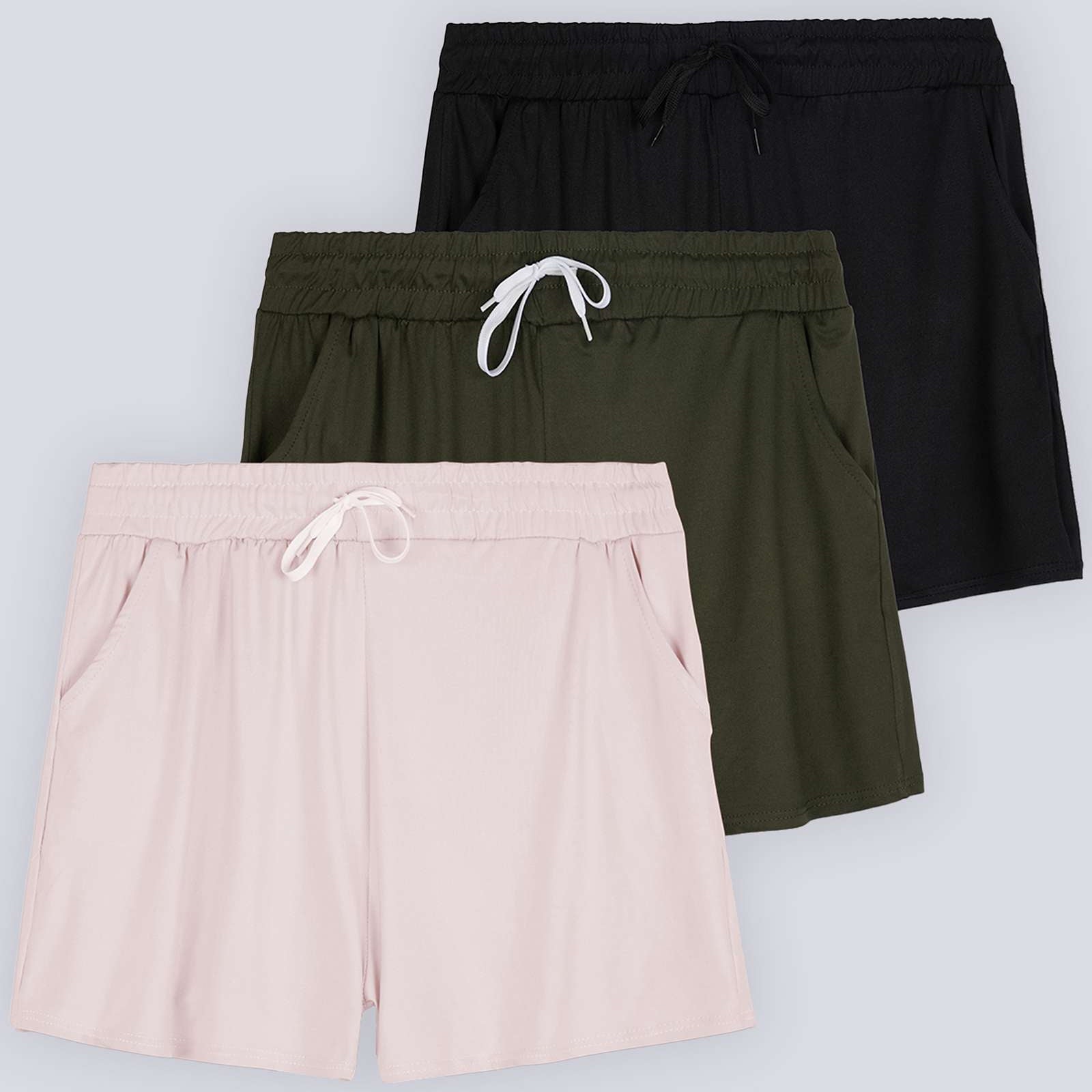 3 Pack: Girls' Lounge Comfy Shorts with Drawstring