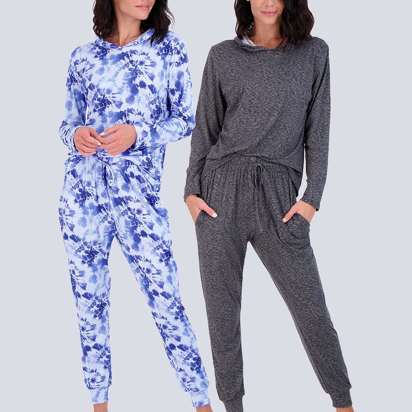 4 Piece: Womens Long Sleeve Henley & Jogger Lounge Pajama Set