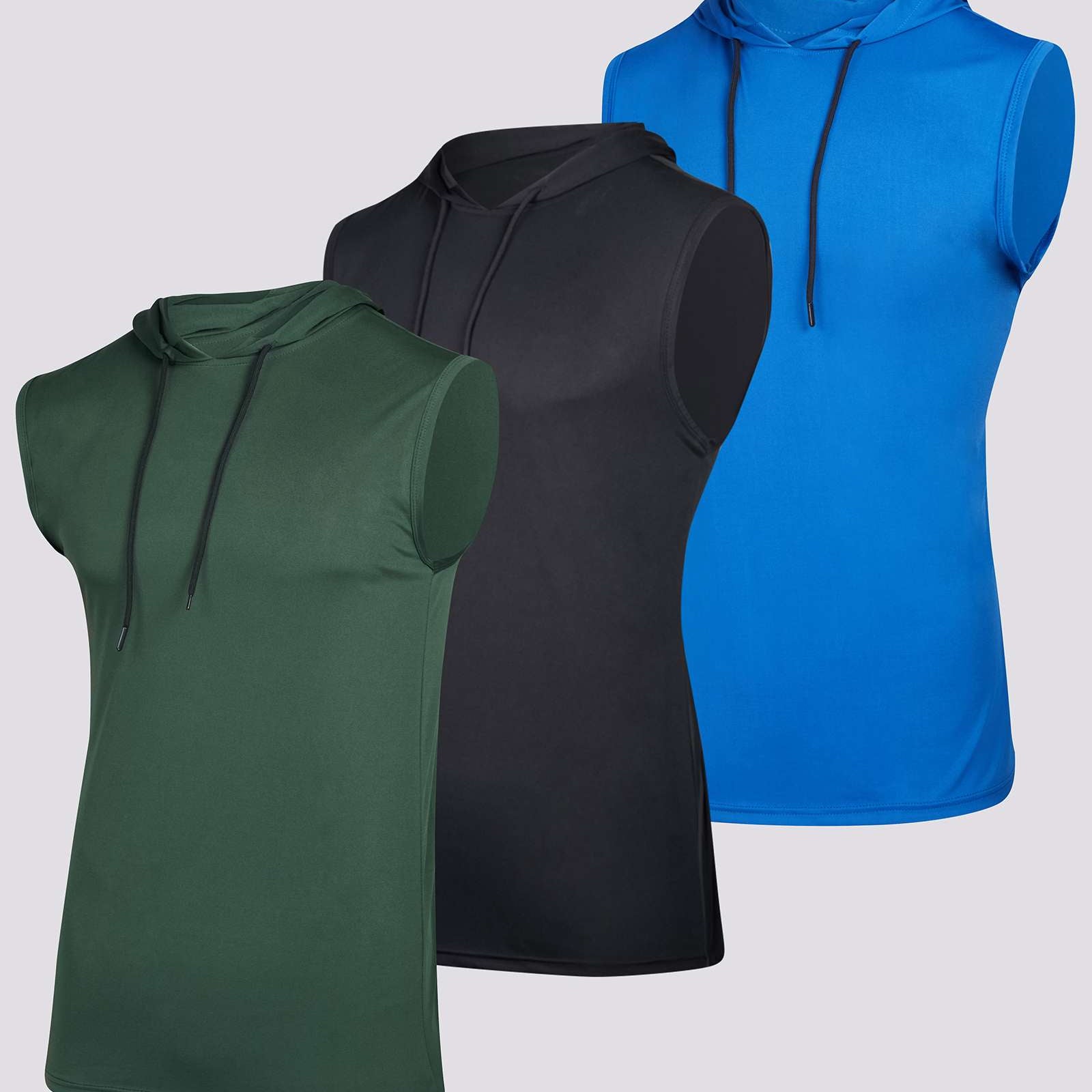 3 Pack: Men’s Dry-Fit Active Tank Top Hoodie