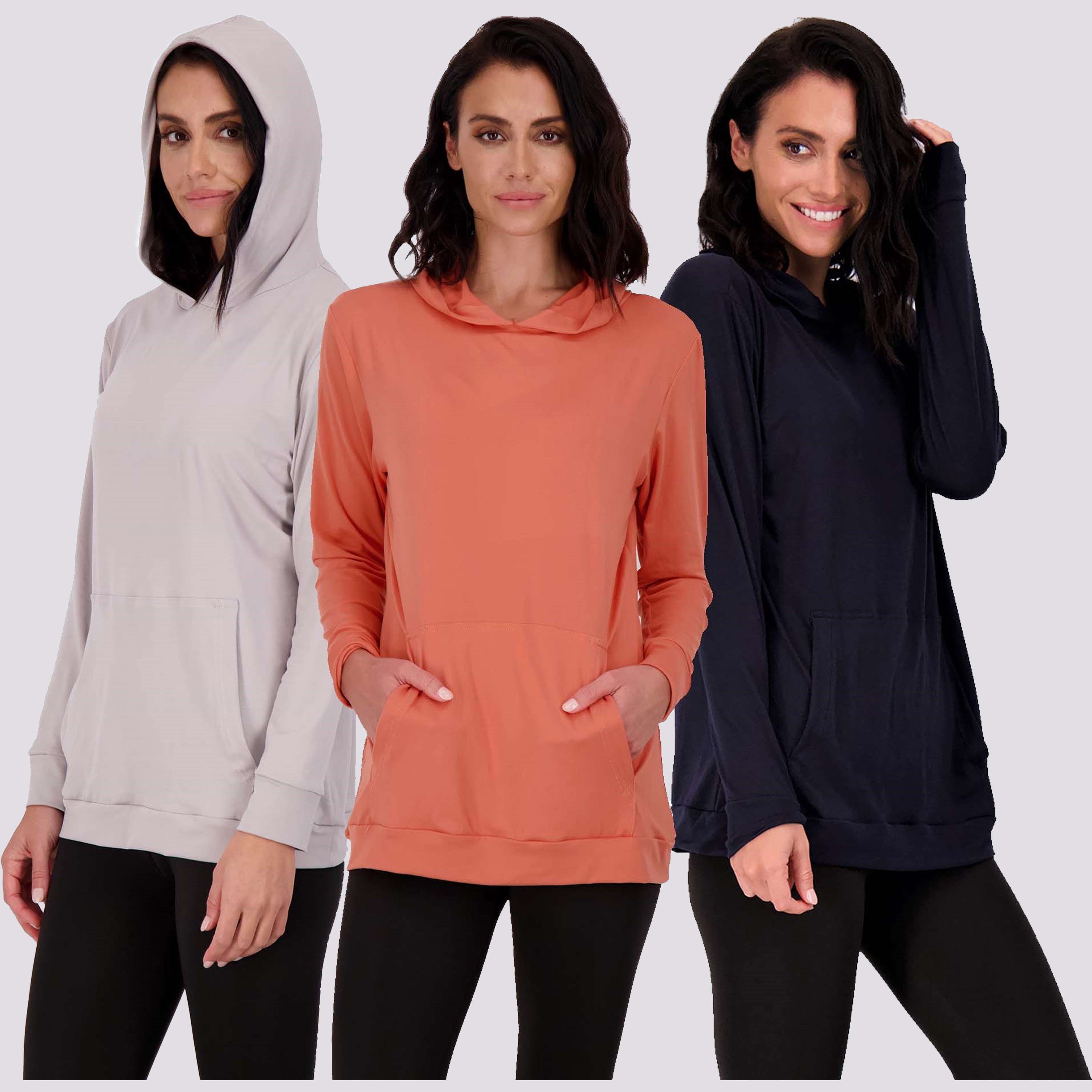 3 Pack: Womens Super-Soft Lounge Hoodie Pullover Sweatshirt