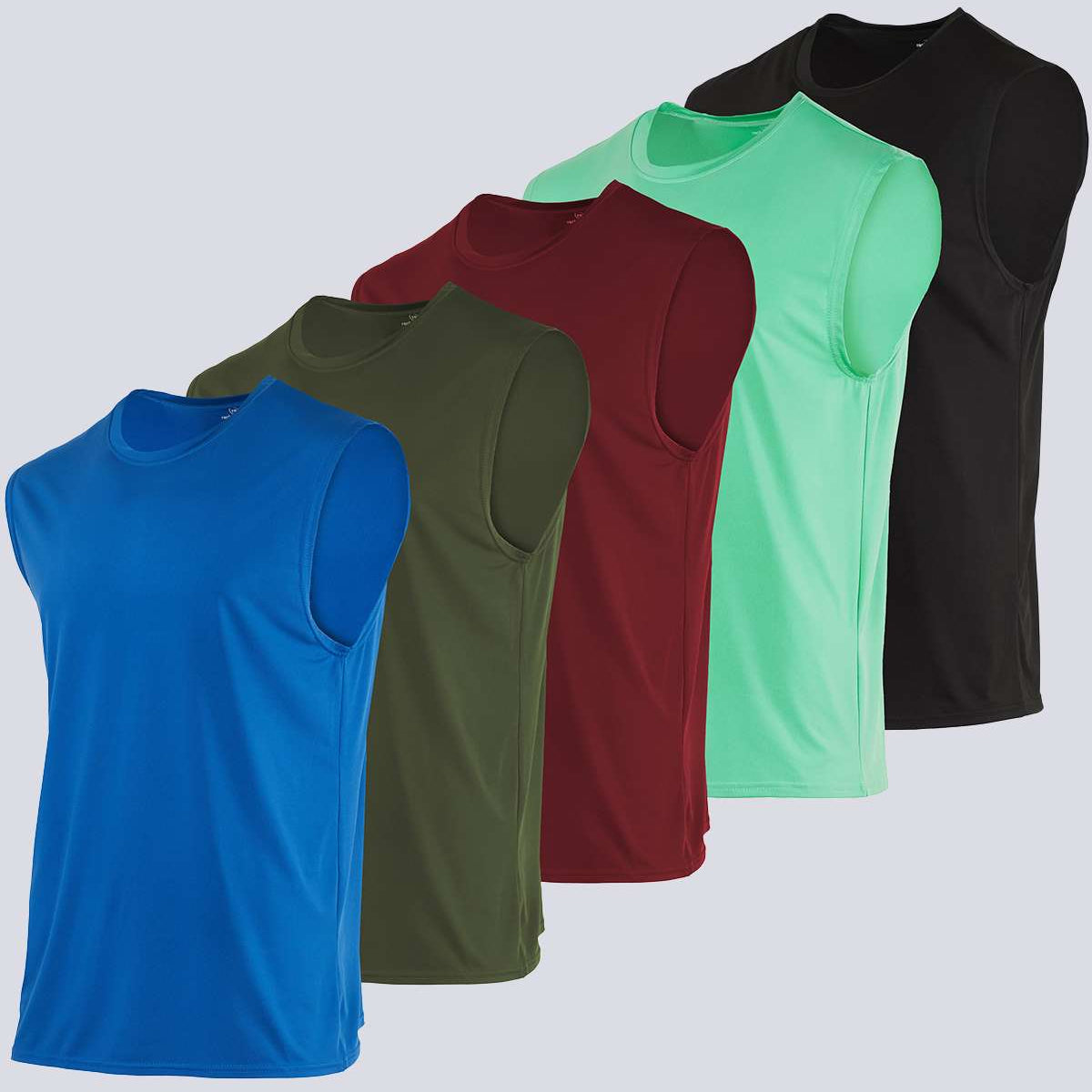 5 Pack: Mens Dry-Fit Active Tech Tank Top