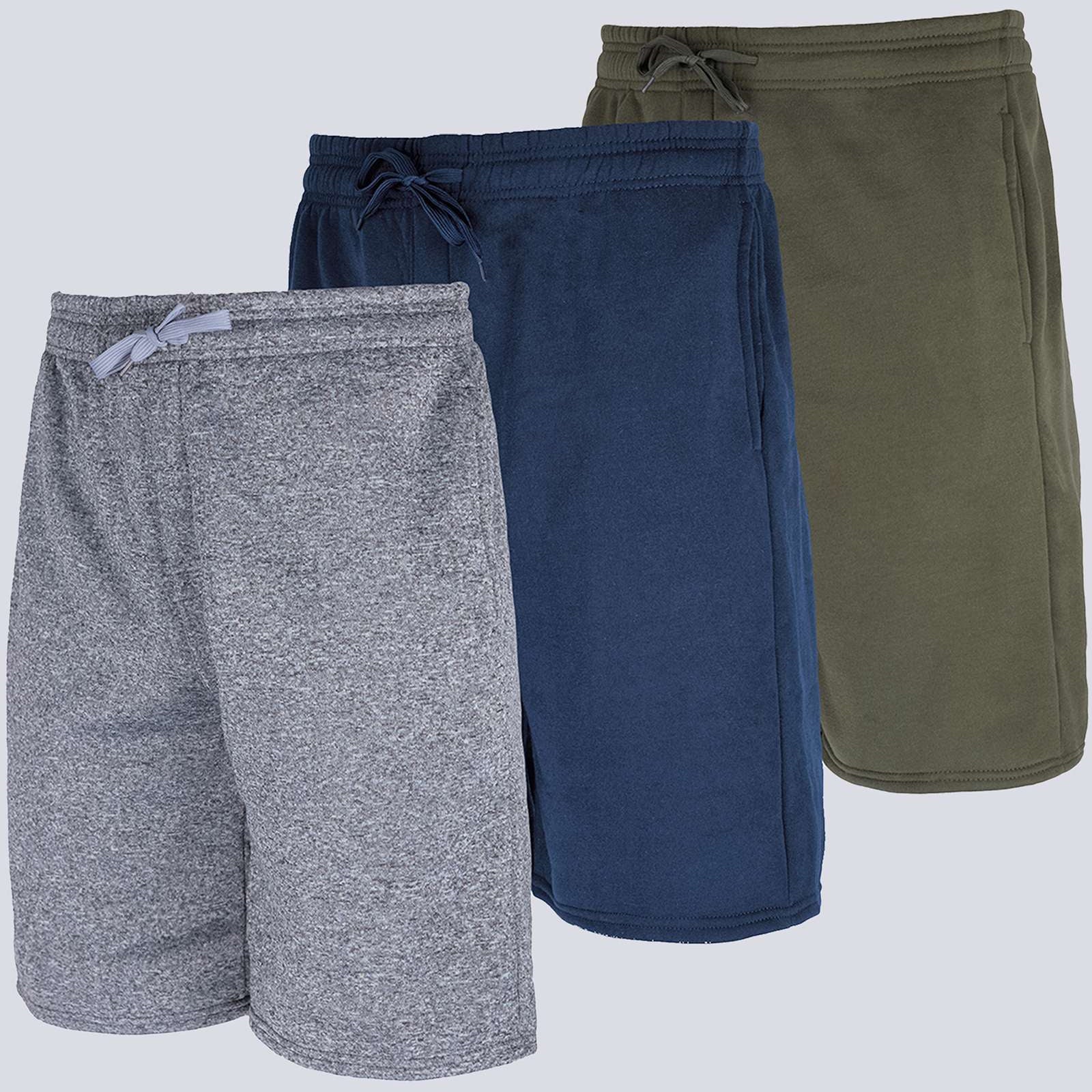 3 Pack: Mens 9" Fleece Casual Lounge Shorts