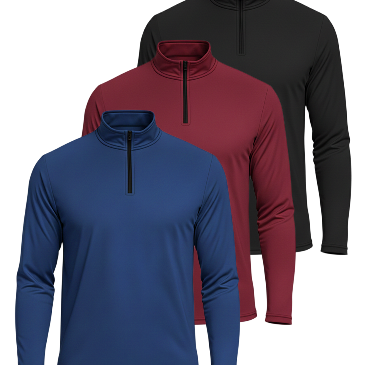 3 Pack: Mens Active Dry-Fit Quarter Zip Pullover (Available in Big & Tall)
