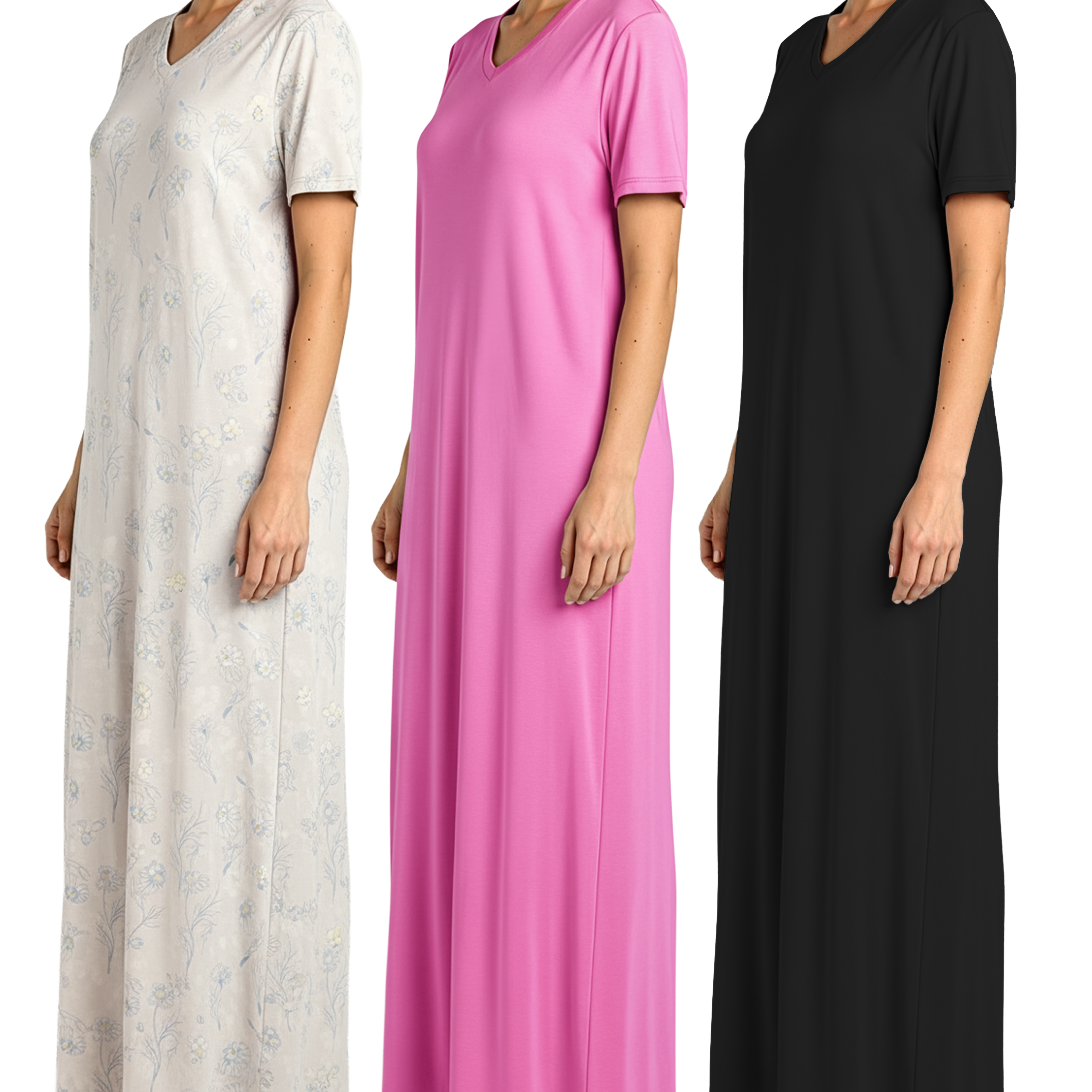 3 Pack: Women's Soft Maxi Nightshirt (Available in Plus Size)
