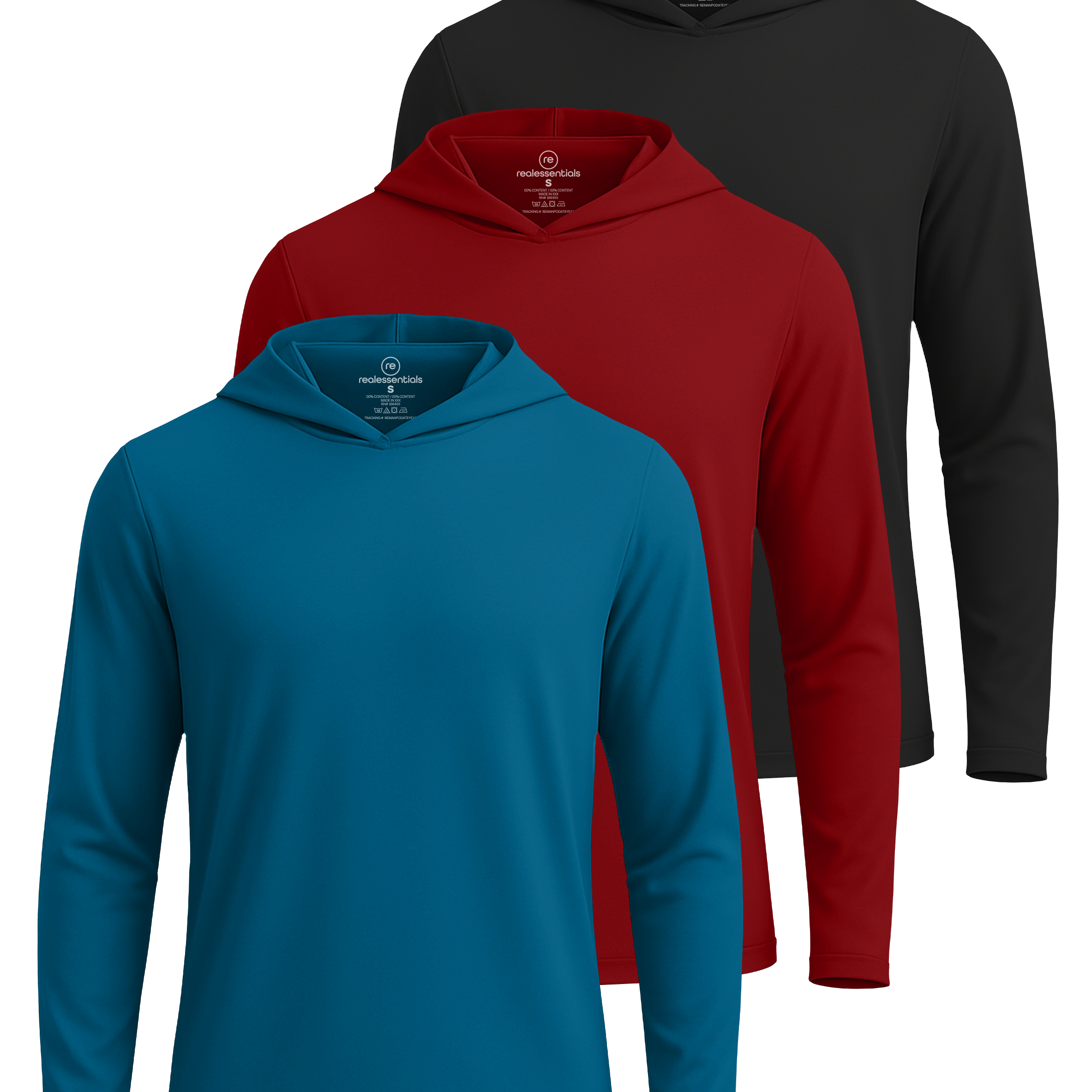 3 Pack: Mens Dry Fit Active Hoodie Pullover Sweatshirt