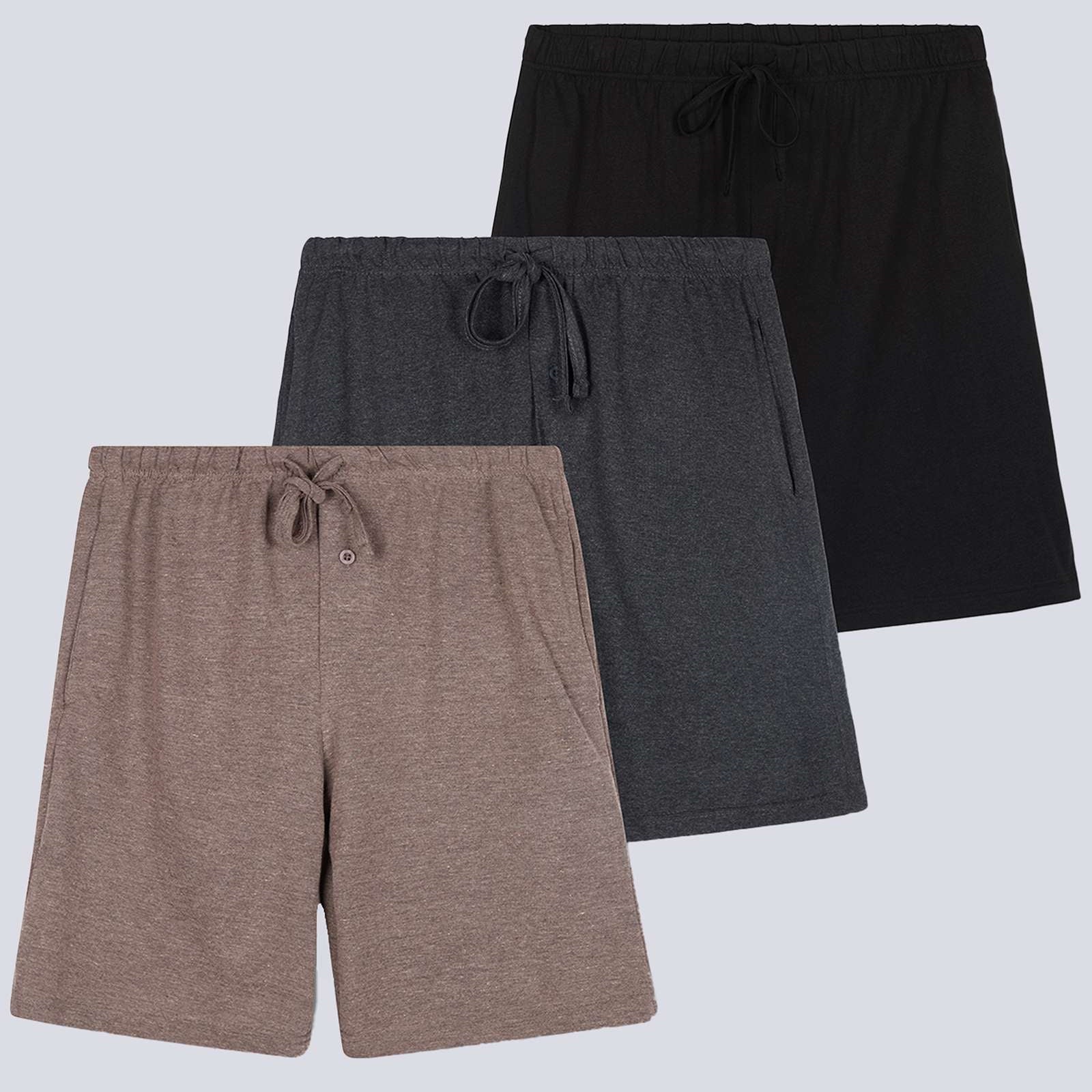 3 Pack:Mens Cotton Sleep Pajama Lounge Shorts