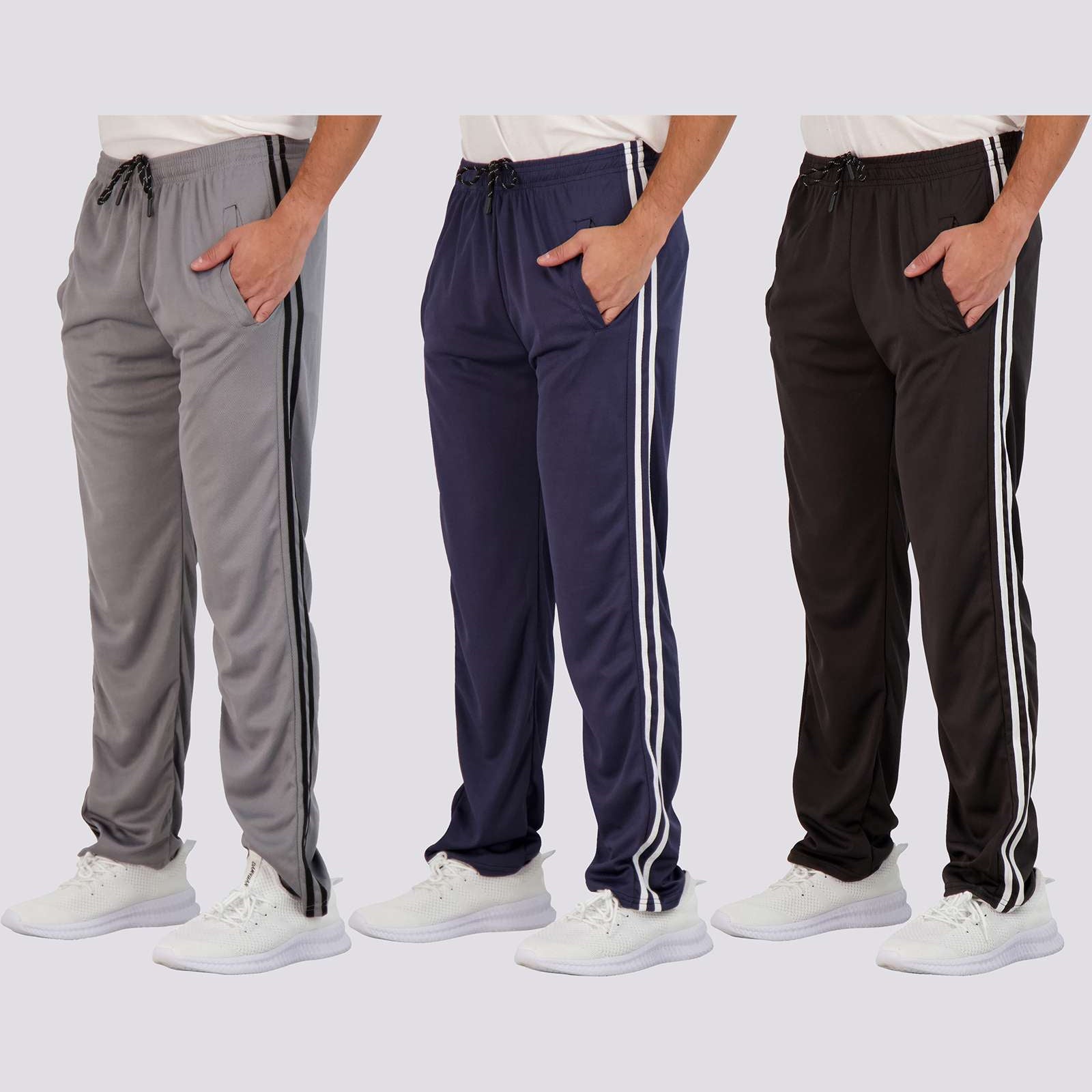 3 Pack: Mens Mesh Active Open Bottom Sweatpants