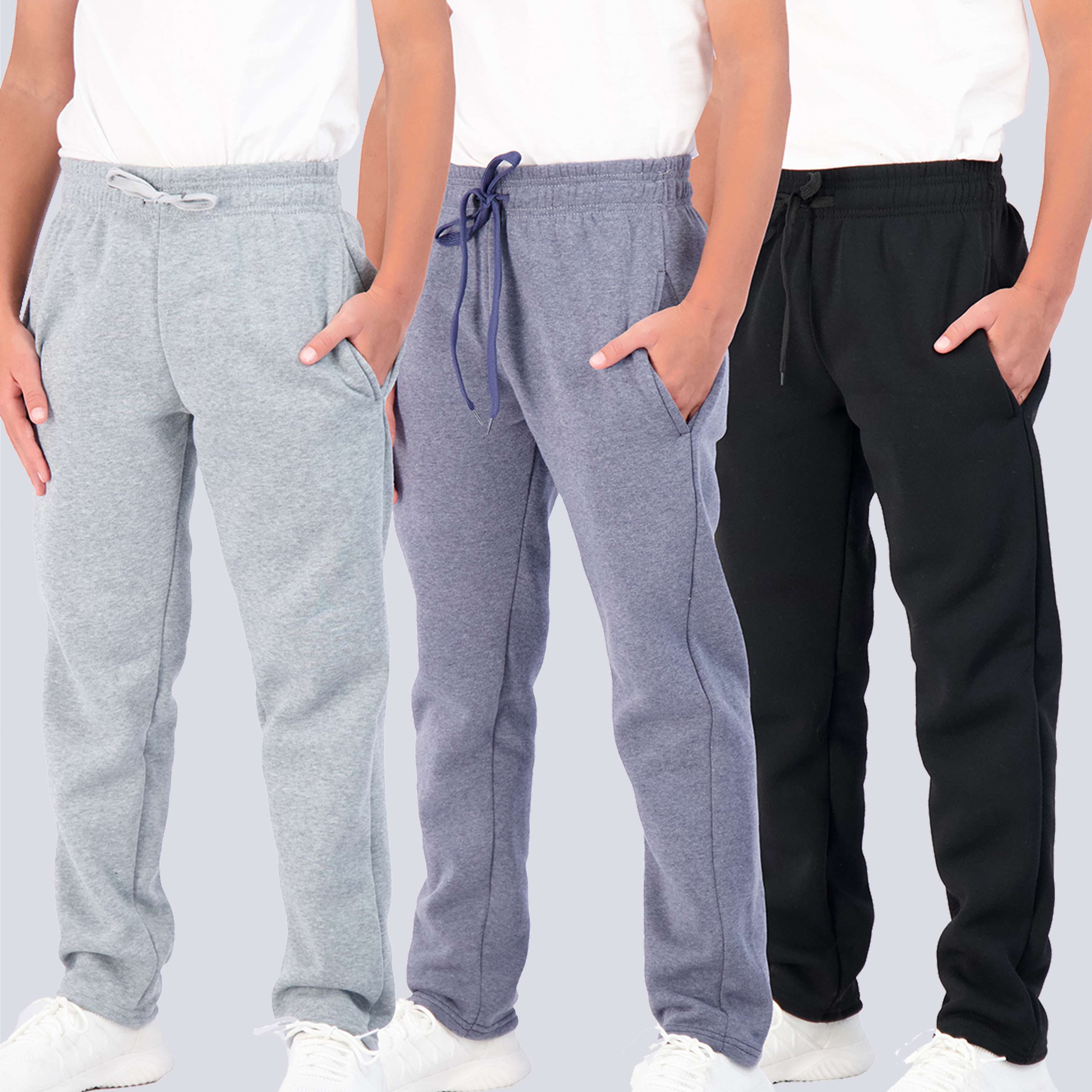 3 Pack: Boys Fleece Open Bottom Sweatpants