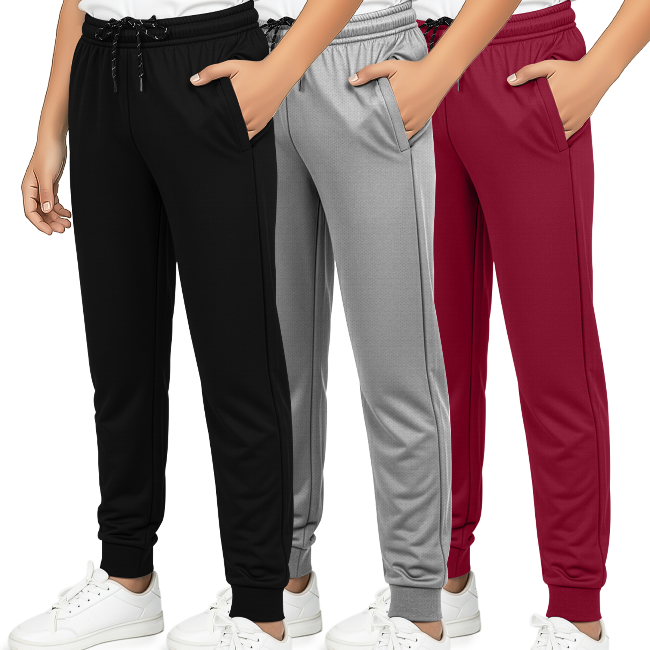 3 Pack: Boys Mesh Active Casual Jogger Sweatpants