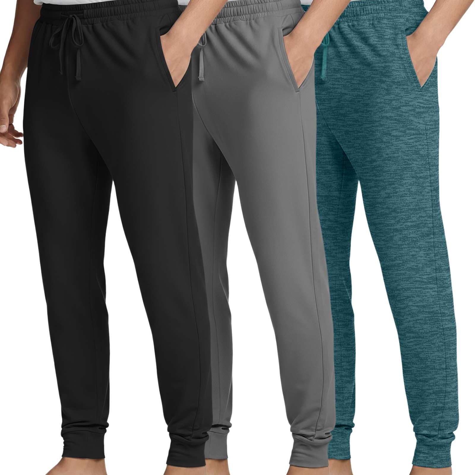3 Pack: Men's Soft Lounge Sleep Joggers