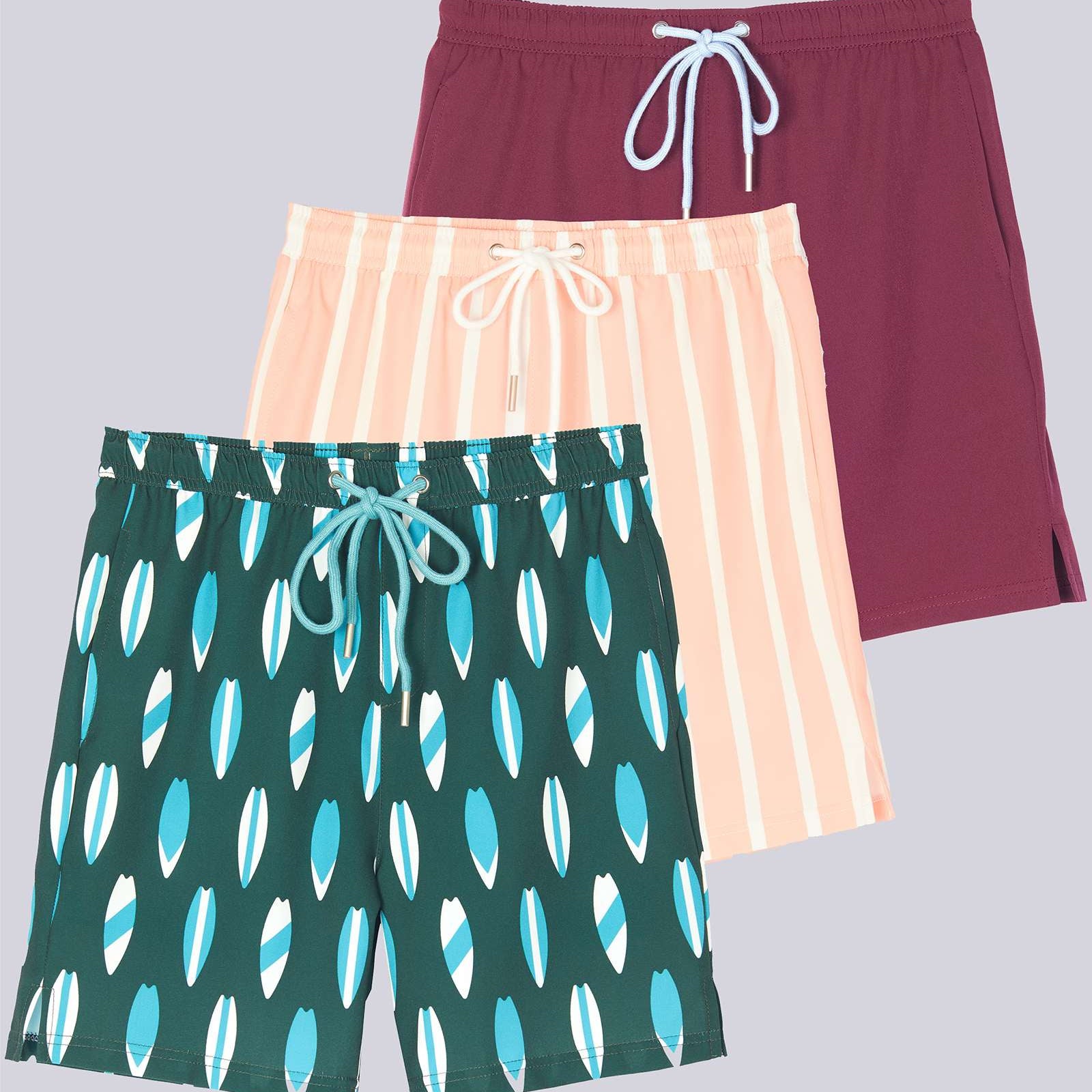 3 Pack: Boys' 2-in-1 Swim Trunks with Compression Liner