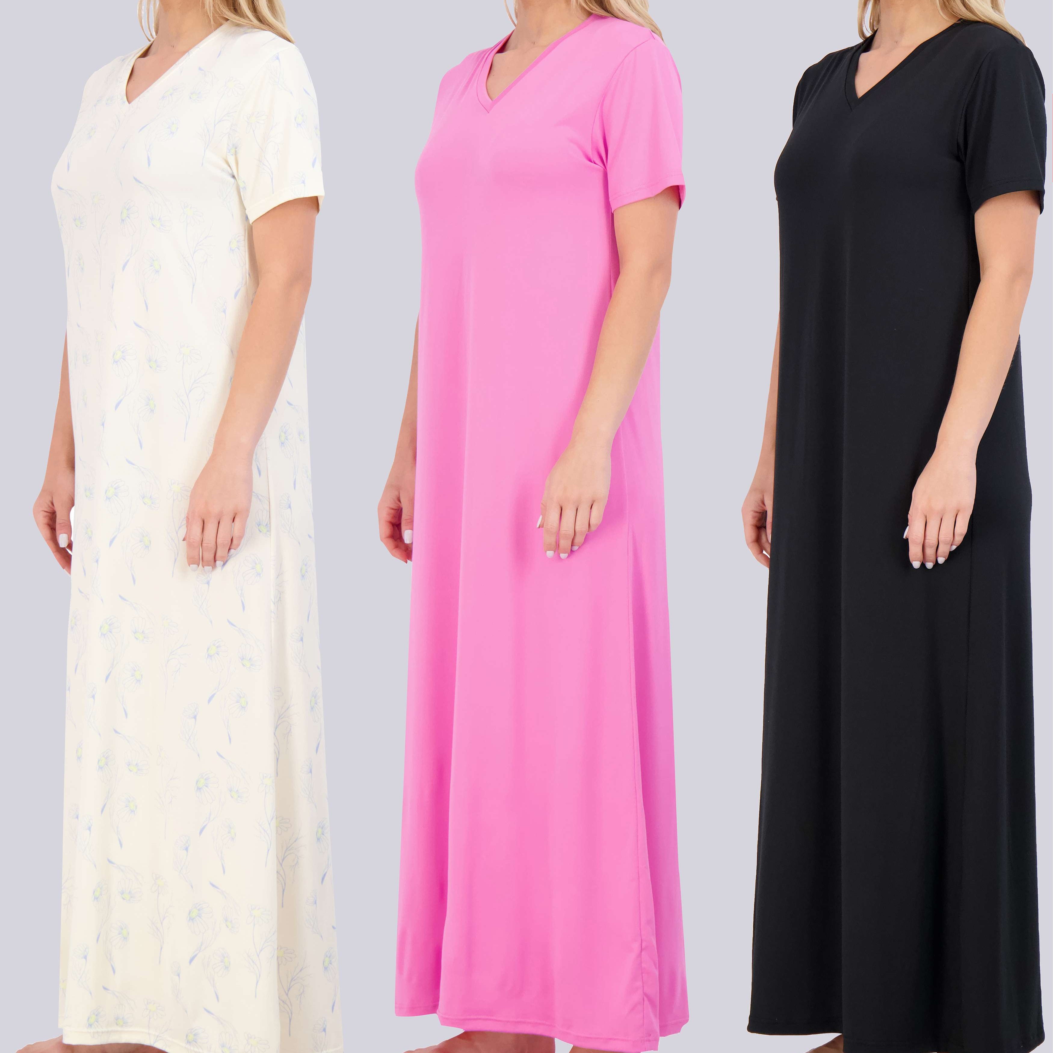 3 Pack: Women's Soft Maxi Nightshirt (Available in Plus Size)