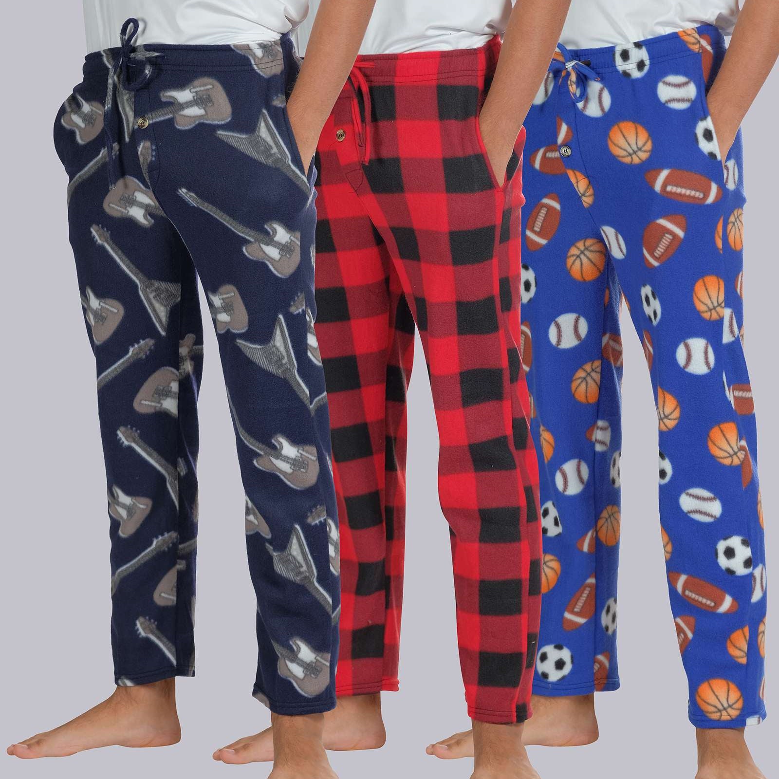 3 Pack: Boys Fleece Pajama Pant Lounge Bottoms