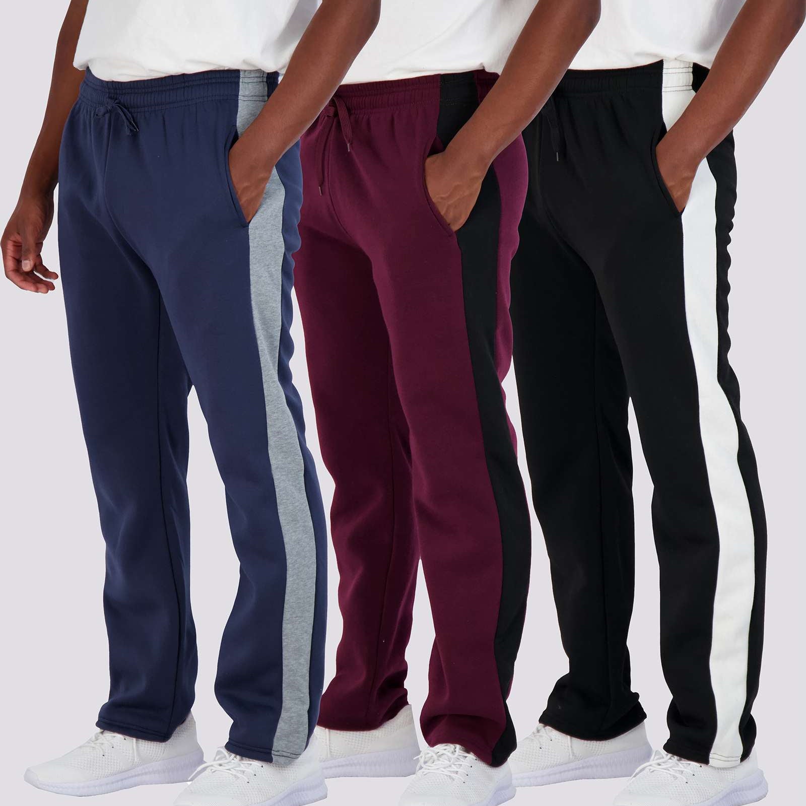 3 Pack: Mens Fleece Open Bottom Sweatpants