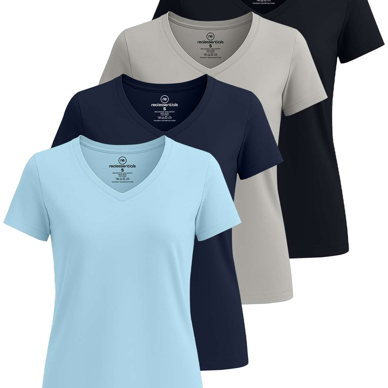 4 Pack: Women's Short-Sleeve V-Neck T-Shirt (Available in Plus Size)
