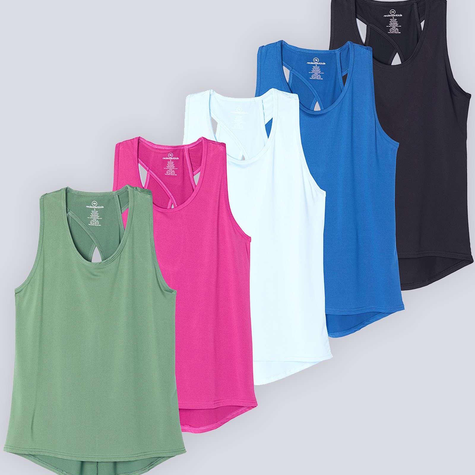5 Pack: Women's Crossback Workout Tank Top